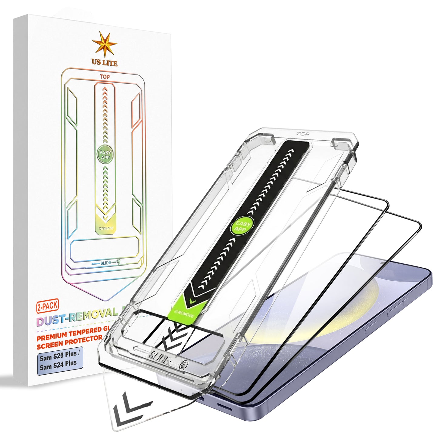 US LITE Tempered Glass Screen Protector | Align Tray | Shatterproof Screen Protection | 9H Hardness | Bubble-Free | Easy Installation Tool Kit For iPhone & Samsung Series