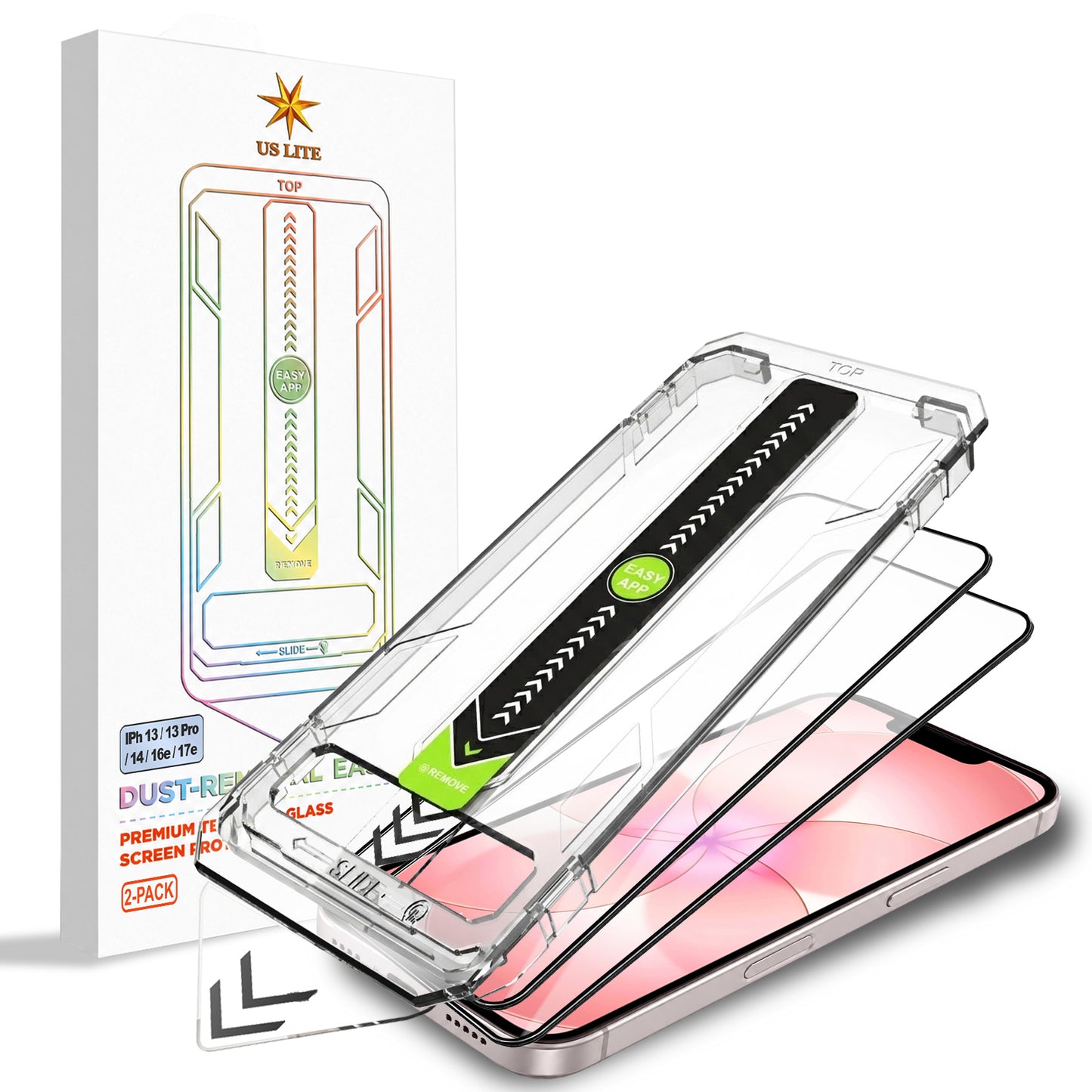 US LITE Tempered Glass Screen Protector | Align Tray | Shatterproof Screen Protection | 9H Hardness | Bubble-Free | Easy Installation Tool Kit For iPhone & Samsung Series