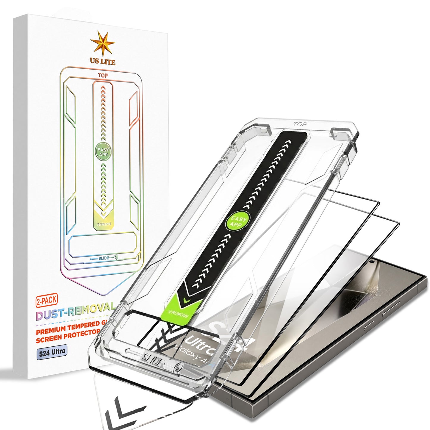 US LITE Tempered Glass Screen Protector | Align Tray | Shatterproof Screen Protection | 9H Hardness | Bubble-Free | Easy Installation Tool Kit For iPhone & Samsung Series