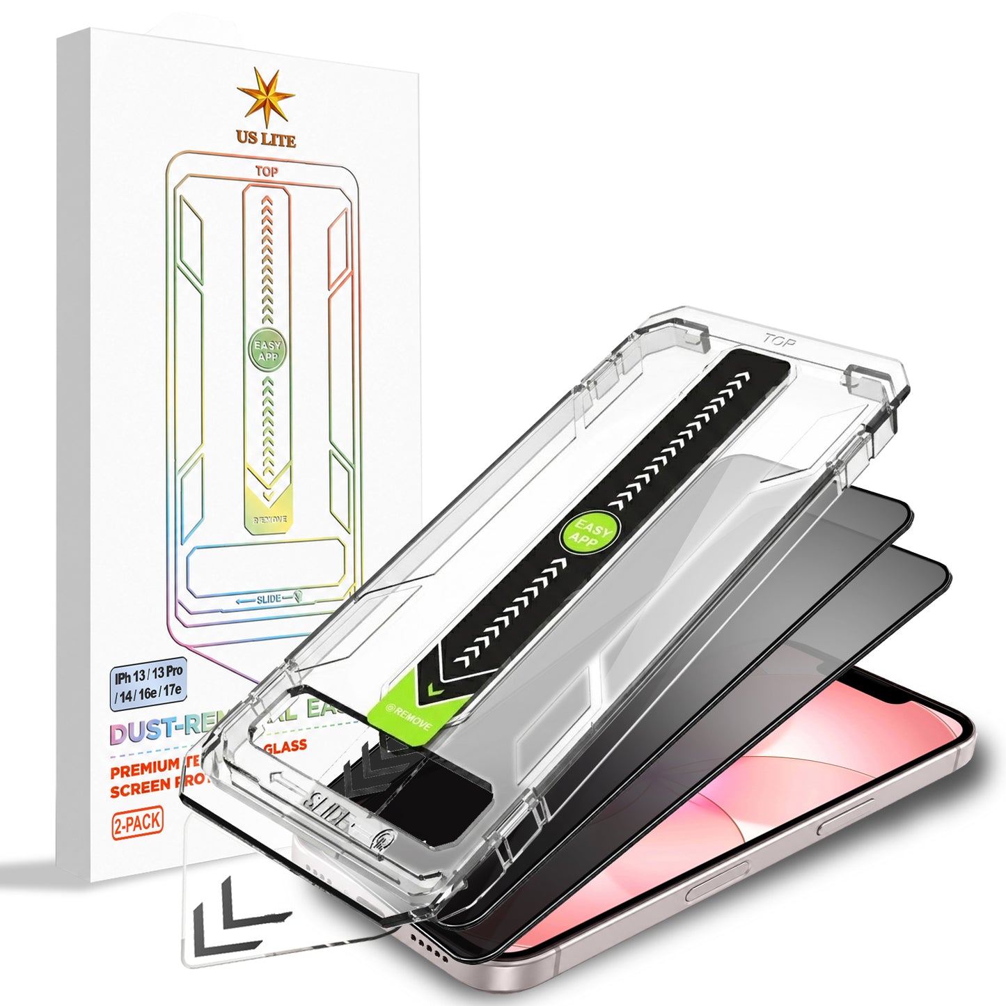US LITE Tempered Glass Screen Protector | Align Tray | Shatterproof Screen Protection | 9H Hardness | Bubble-Free | Easy Installation Tool Kit For iPhone & Samsung Series