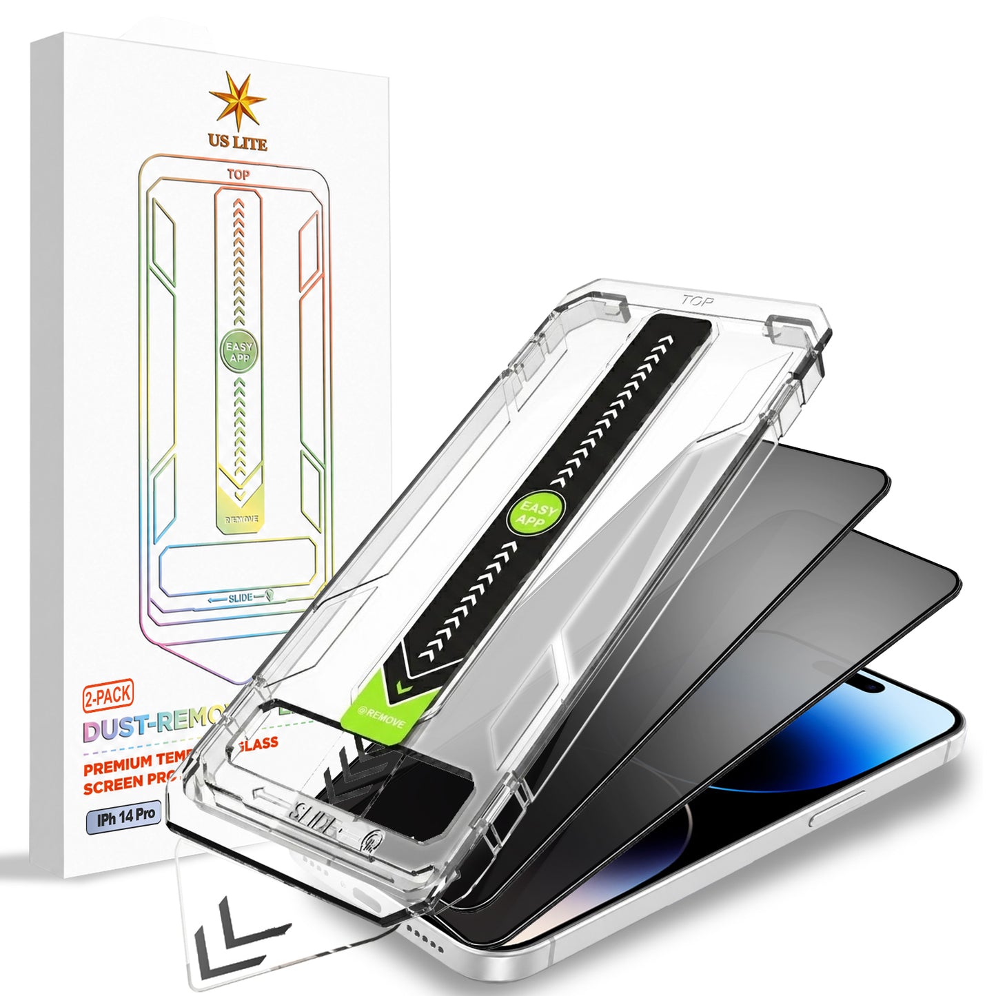US LITE Tempered Glass Screen Protector | Align Tray | Shatterproof Screen Protection | 9H Hardness | Bubble-Free | Easy Installation Tool Kit For iPhone & Samsung Series
