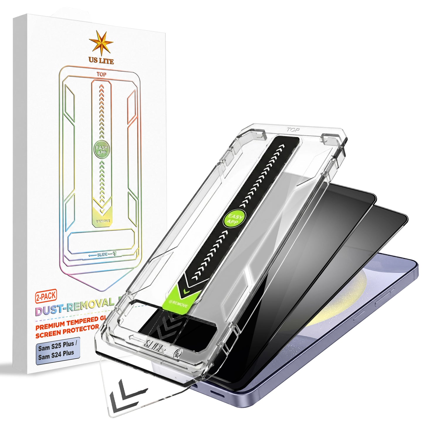 US LITE Tempered Glass Screen Protector | Align Tray | Shatterproof Screen Protection | 9H Hardness | Bubble-Free | Easy Installation Tool Kit For iPhone & Samsung Series