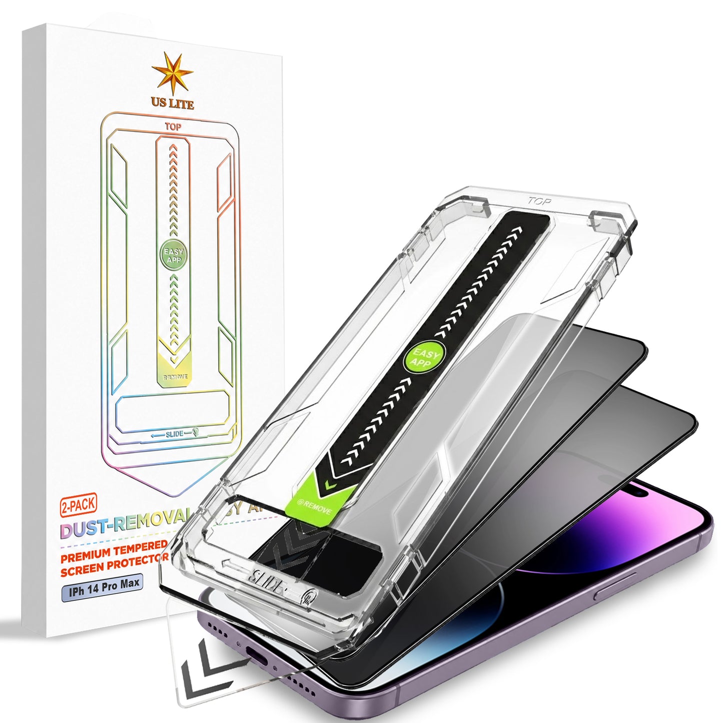 US LITE Tempered Glass Screen Protector | Align Tray | Shatterproof Screen Protection | 9H Hardness | Bubble-Free | Easy Installation Tool Kit For iPhone & Samsung Series