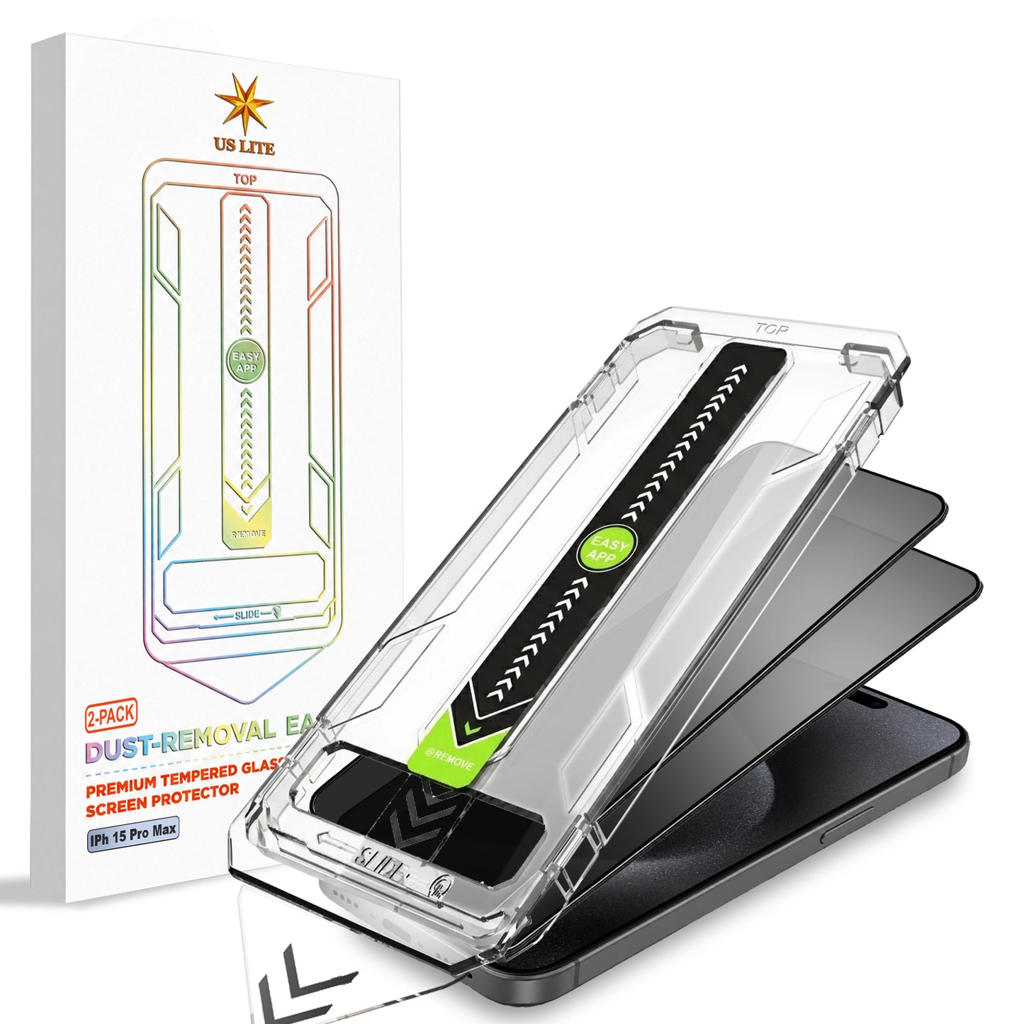 US LITE Tempered Glass Screen Protector | Align Tray | Shatterproof Screen Protection | 9H Hardness | Bubble-Free | Easy Installation Tool Kit For iPhone & Samsung Series