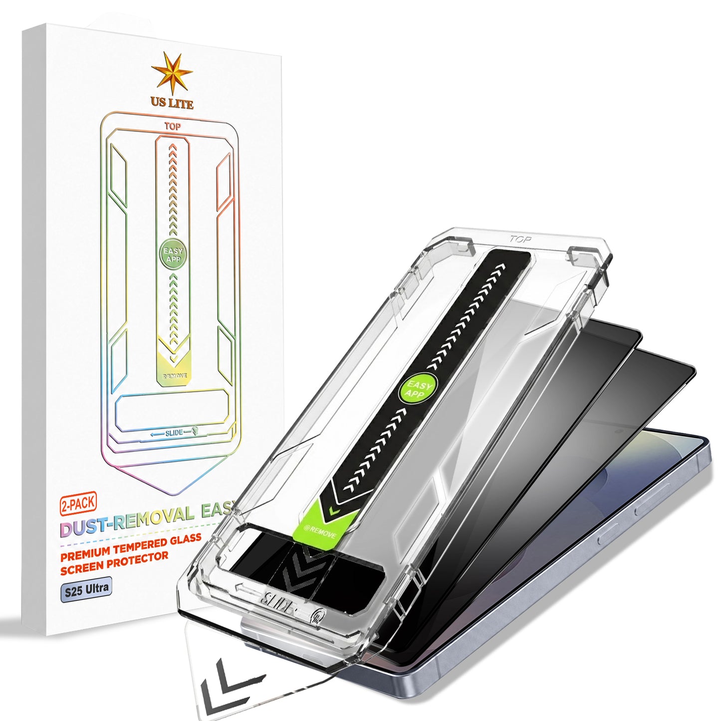 US LITE Tempered Glass Screen Protector | Align Tray | Shatterproof Screen Protection | 9H Hardness | Bubble-Free | Easy Installation Tool Kit For iPhone & Samsung Series