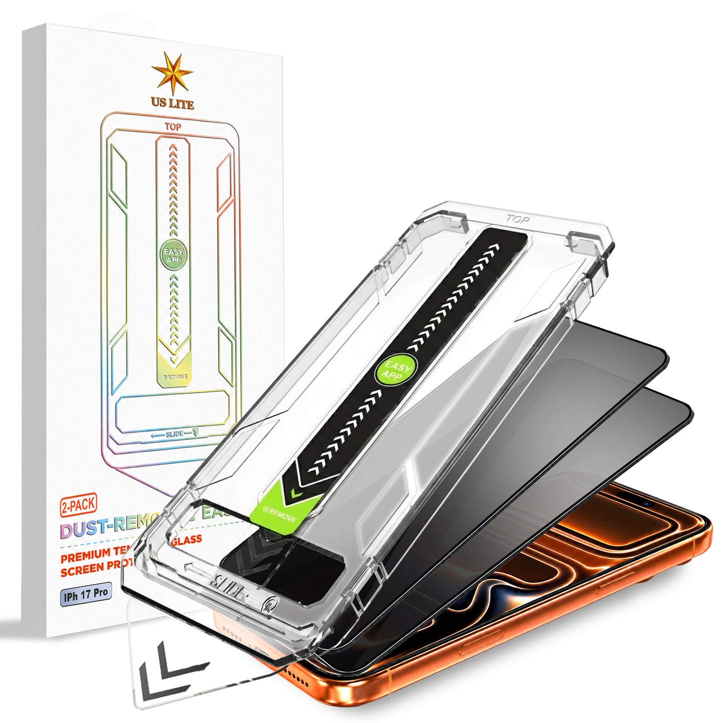 US LITE Tempered Glass Screen Protector | Align Tray | Shatterproof Screen Protection | 9H Hardness | Bubble-Free | Easy Installation Tool Kit For iPhone & Samsung Series