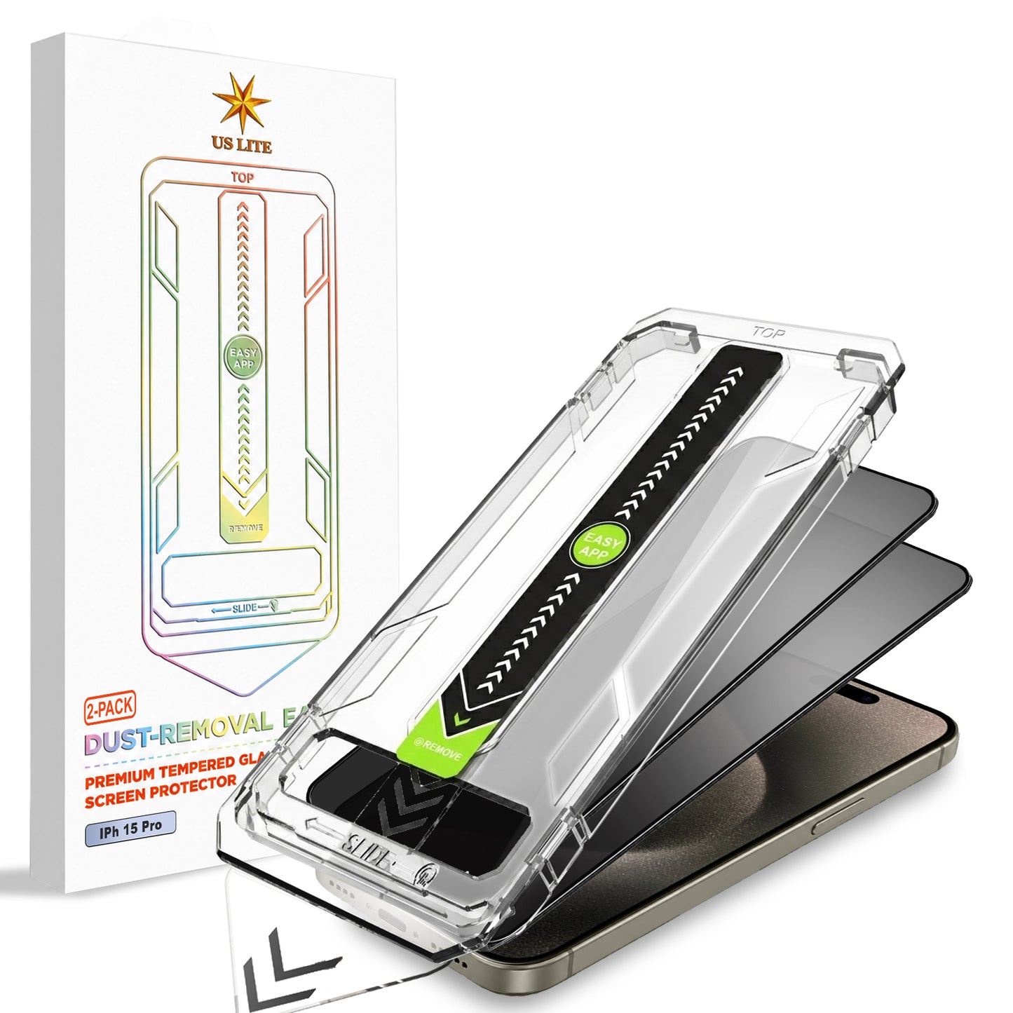 US LITE Tempered Glass Screen Protector | Align Tray | Shatterproof Screen Protection | 9H Hardness | Bubble-Free | Easy Installation Tool Kit For iPhone & Samsung Series