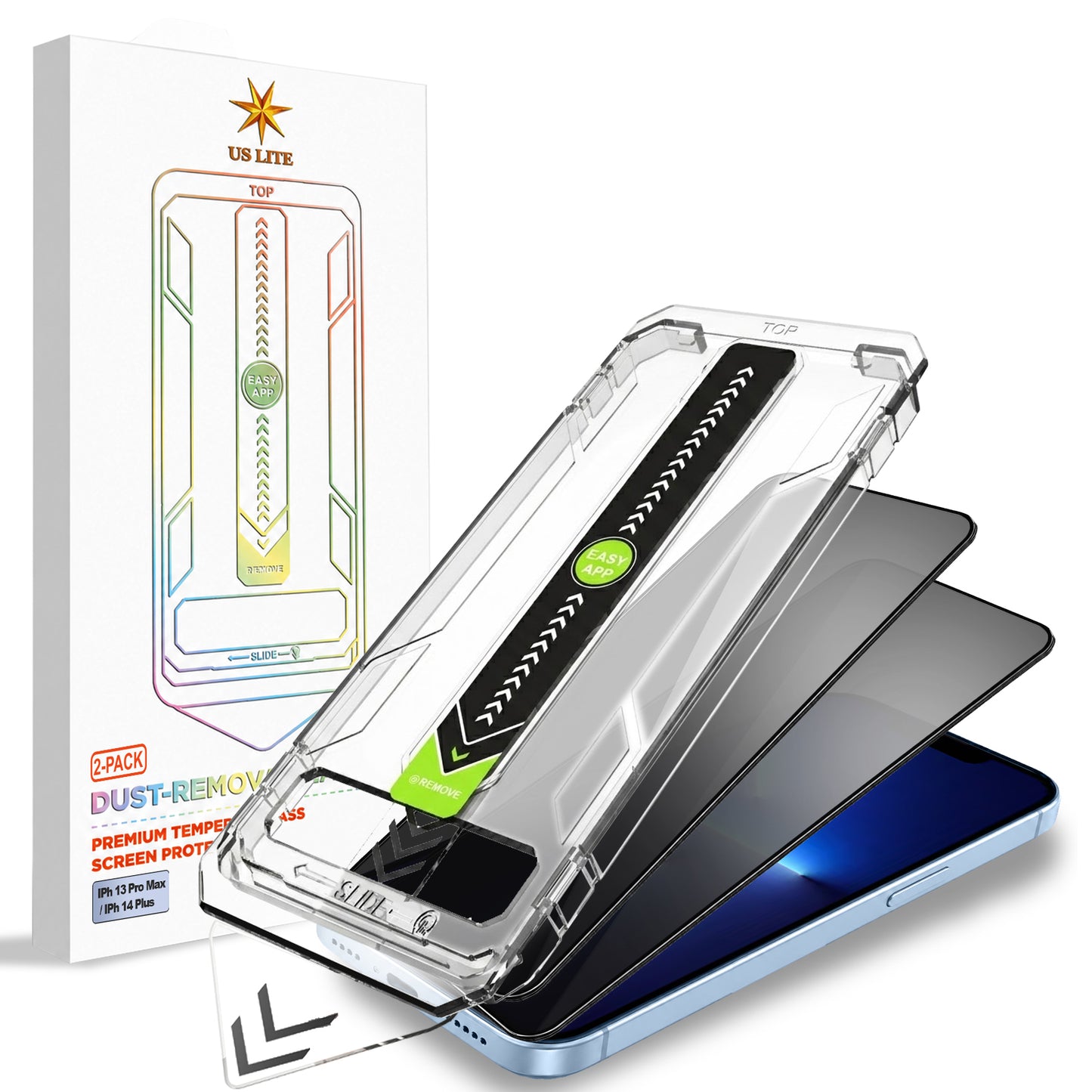 US LITE Tempered Glass Screen Protector | Align Tray | Shatterproof Screen Protection | 9H Hardness | Bubble-Free | Easy Installation Tool Kit For iPhone & Samsung Series