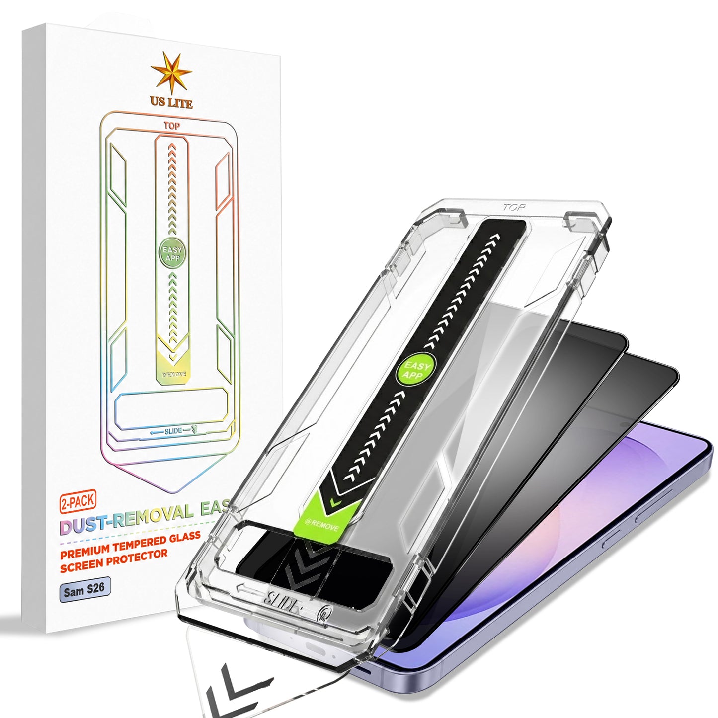 US LITE Tempered Glass Screen Protector | Align Tray | Shatterproof Screen Protection | 9H Hardness | Bubble-Free | Easy Installation Tool Kit For iPhone & Samsung Series