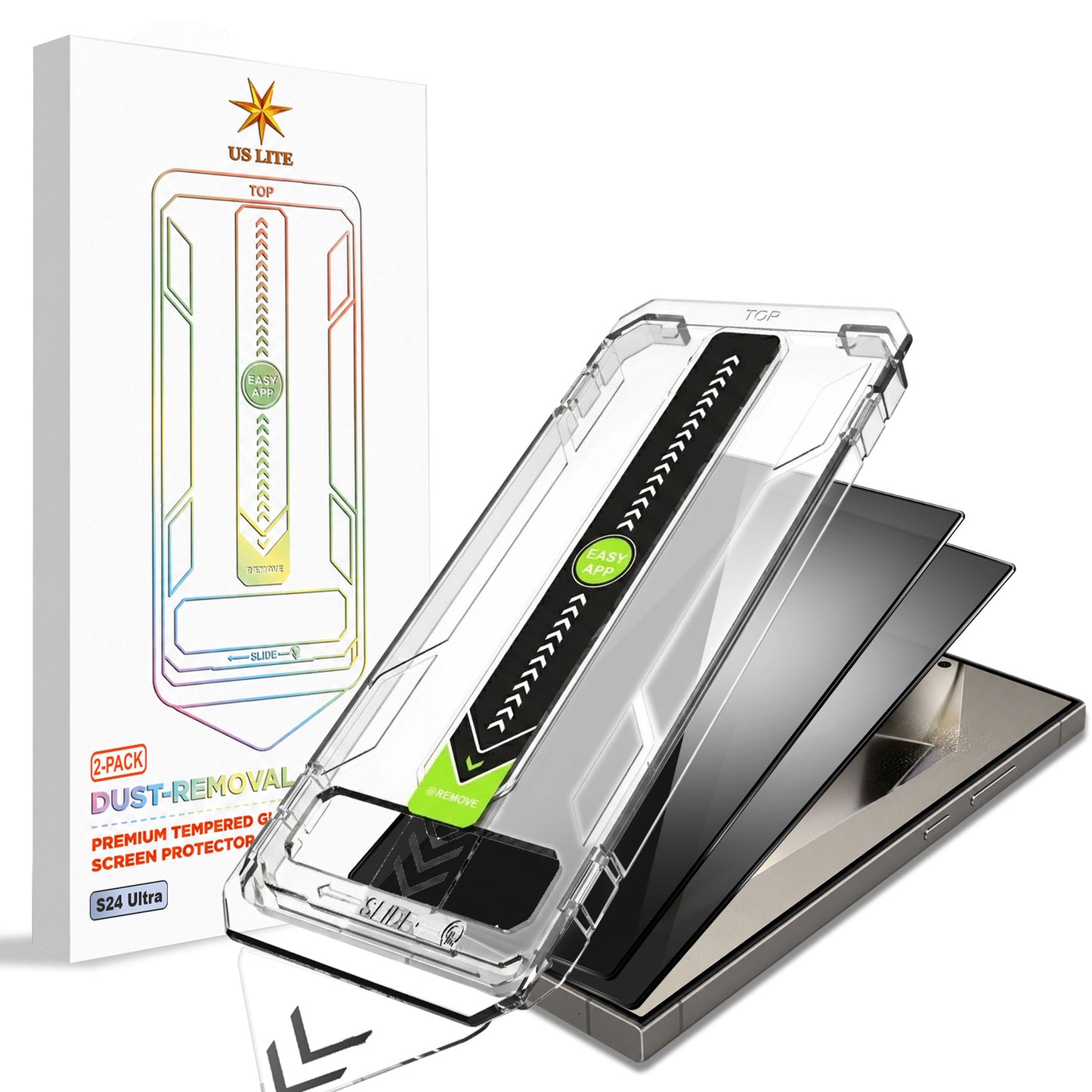US LITE Tempered Glass Screen Protector | Align Tray | Shatterproof Screen Protection | 9H Hardness | Bubble-Free | Easy Installation Tool Kit For iPhone & Samsung Series