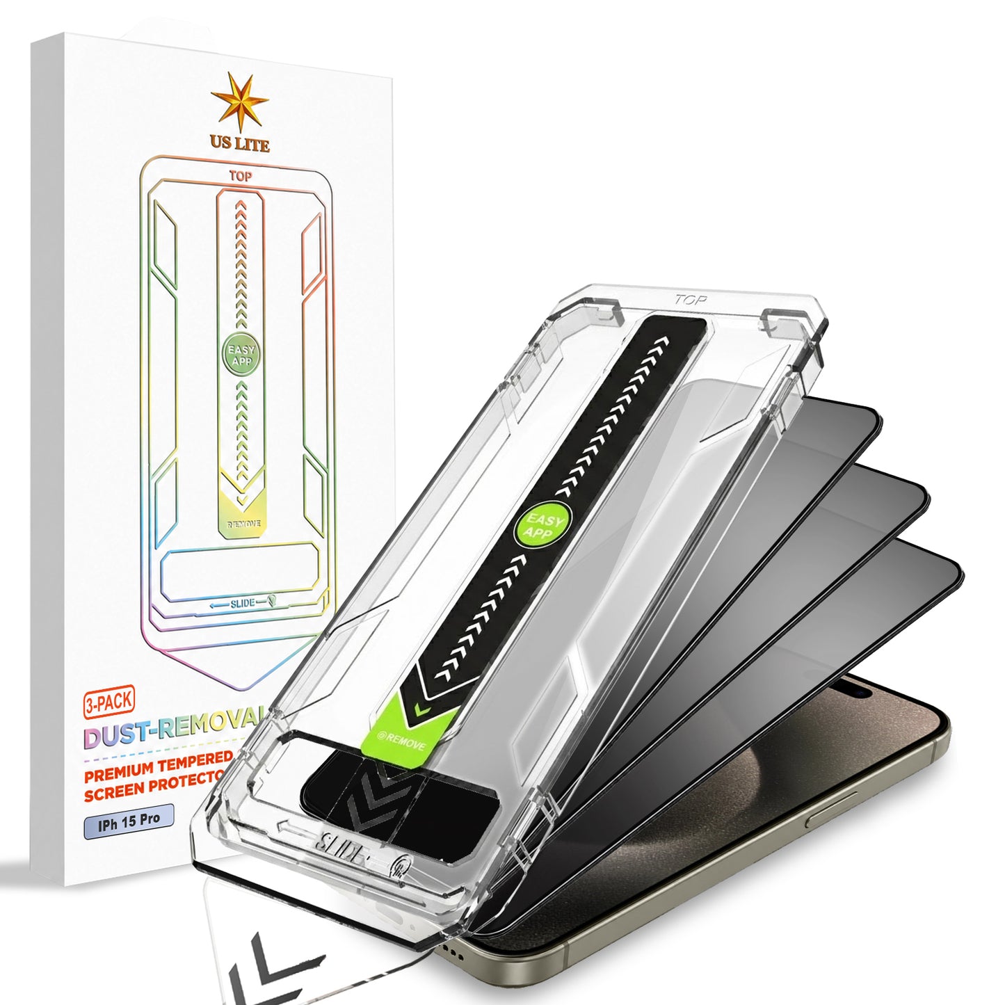 US LITE Tempered Glass Screen Protector | Align Tray | Shatterproof Screen Protection | 9H Hardness | Bubble-Free | Easy Installation Tool Kit For iPhone & Samsung Series