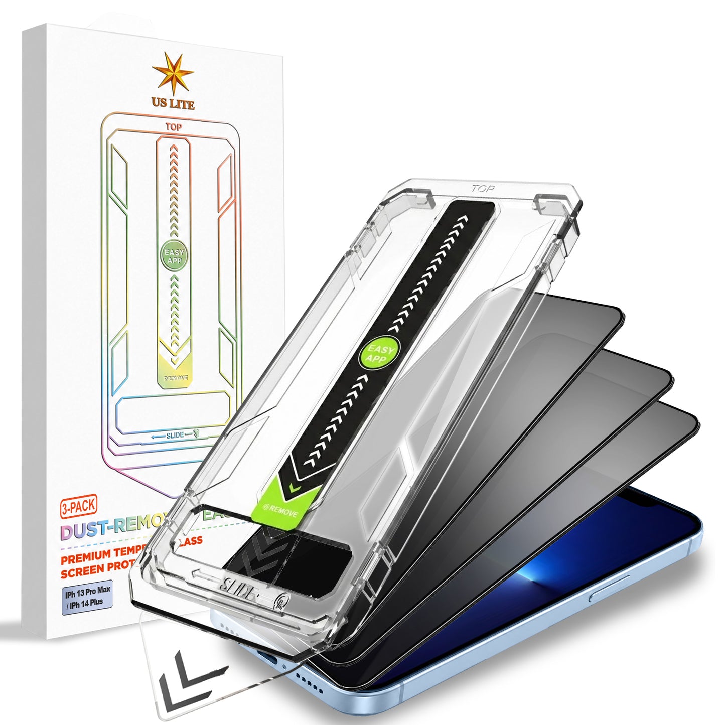 US LITE Tempered Glass Screen Protector | Align Tray | Shatterproof Screen Protection | 9H Hardness | Bubble-Free | Easy Installation Tool Kit For iPhone & Samsung Series