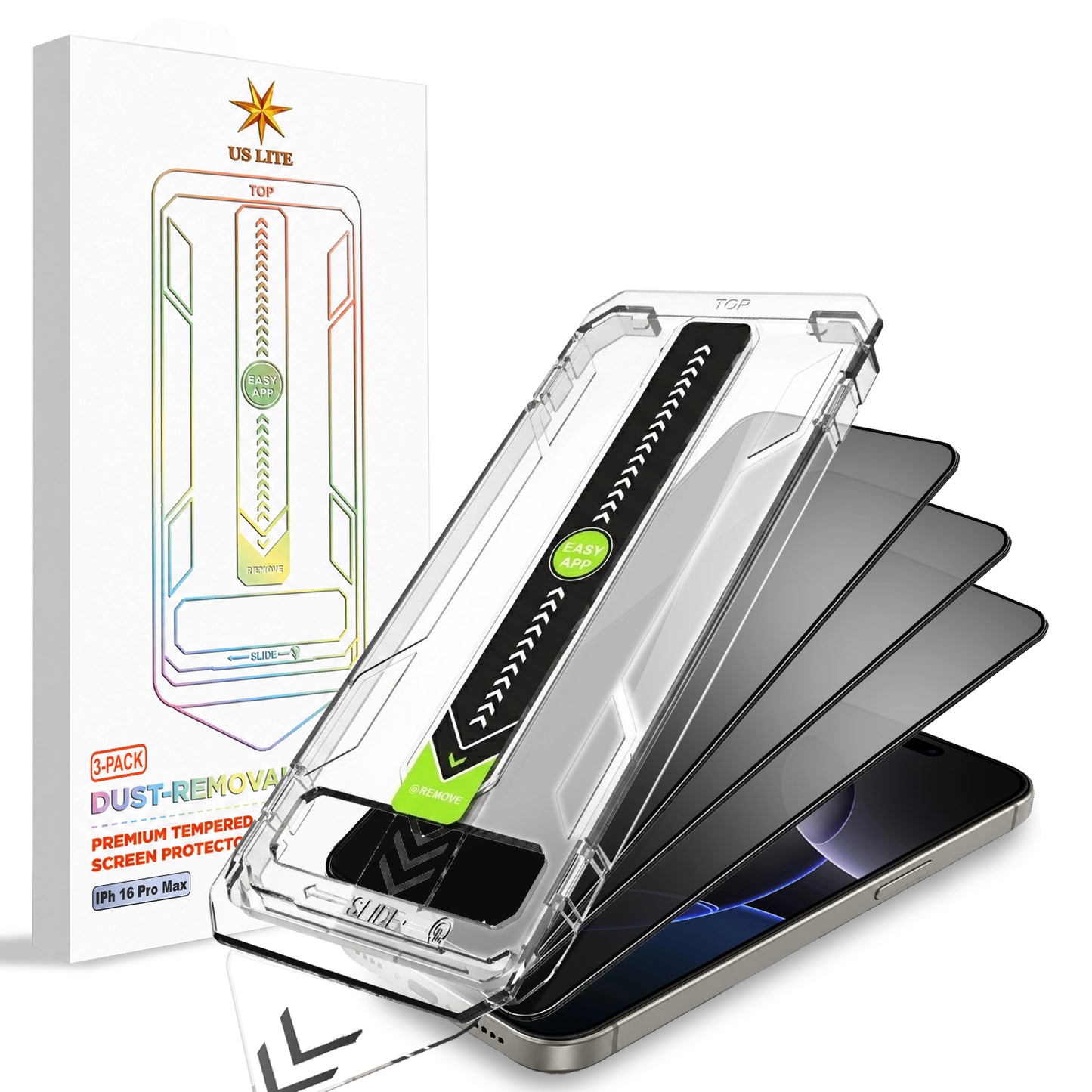 US LITE Tempered Glass Screen Protector | Align Tray | Shatterproof Screen Protection | 9H Hardness | Bubble-Free | Easy Installation Tool Kit For iPhone & Samsung Series