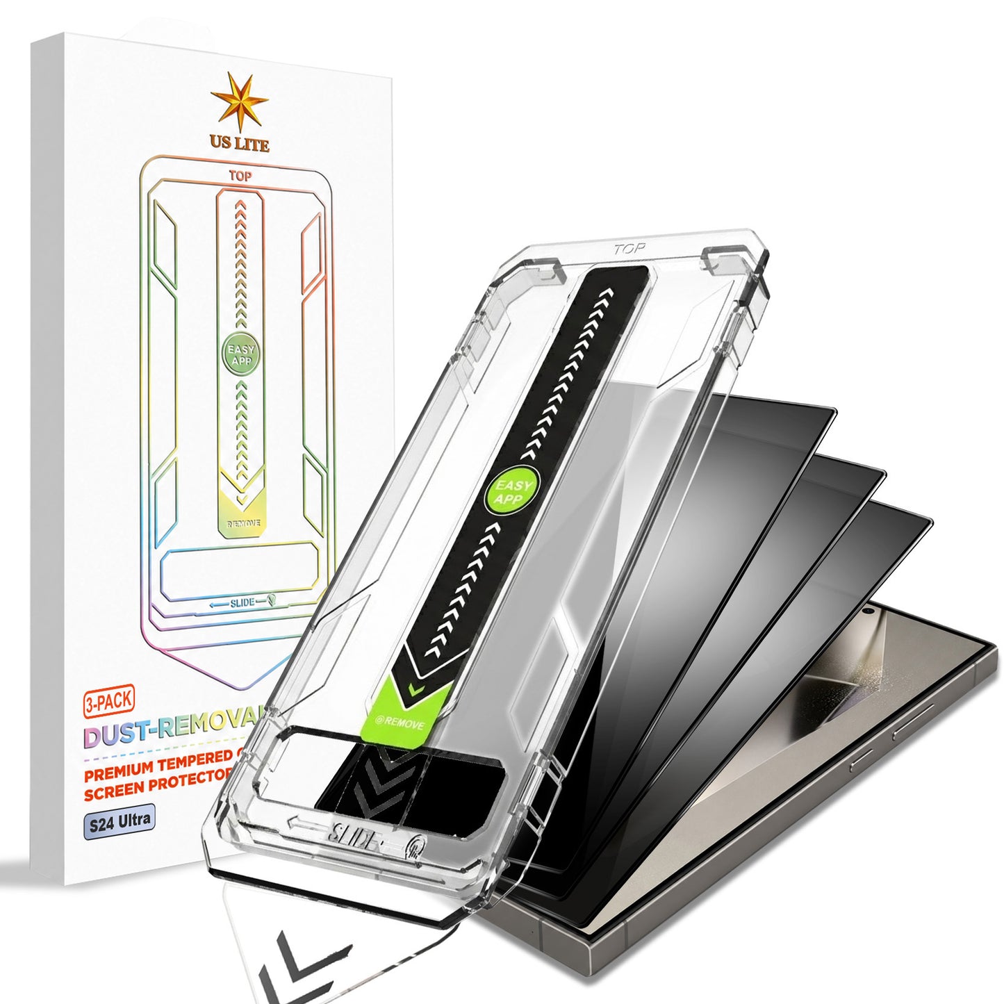 US LITE Tempered Glass Screen Protector | Align Tray | Shatterproof Screen Protection | 9H Hardness | Bubble-Free | Easy Installation Tool Kit For iPhone & Samsung Series