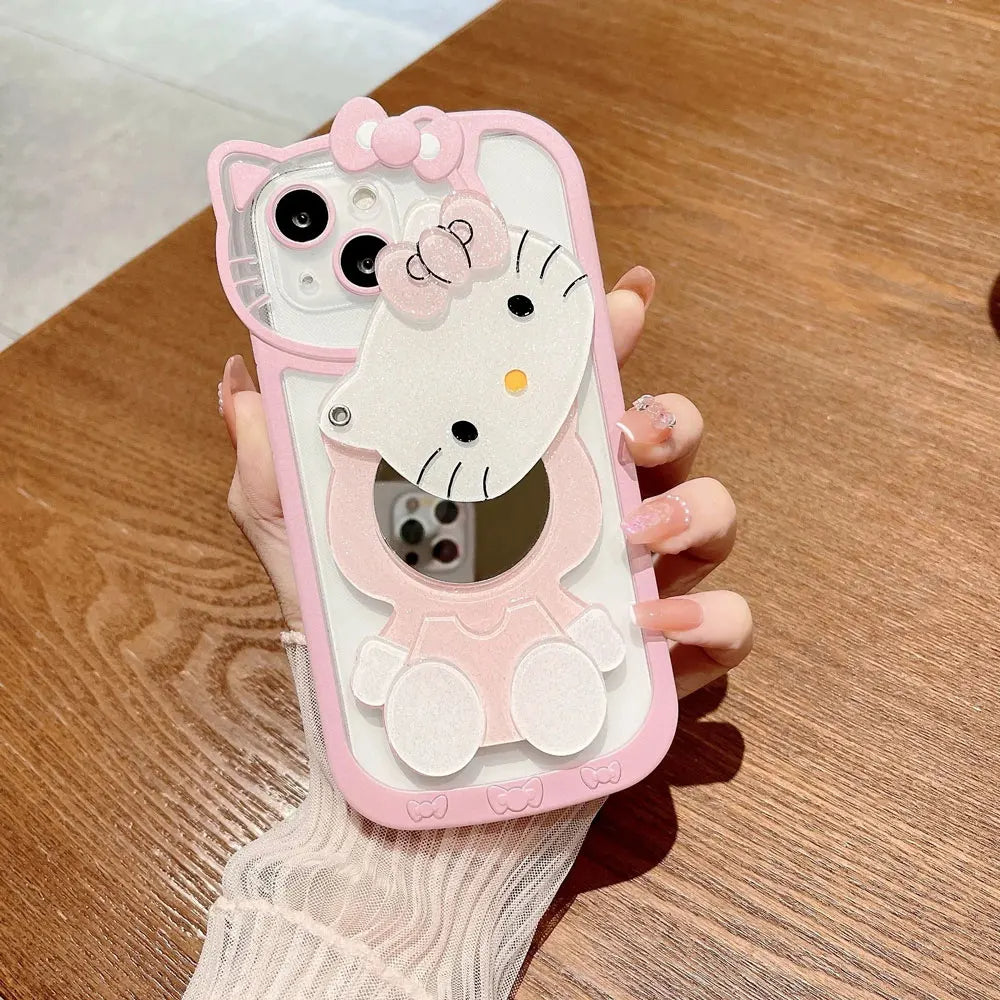 LuxuryKase LK163 Cute Kitty 3D Mirror Case Cover For iPhone