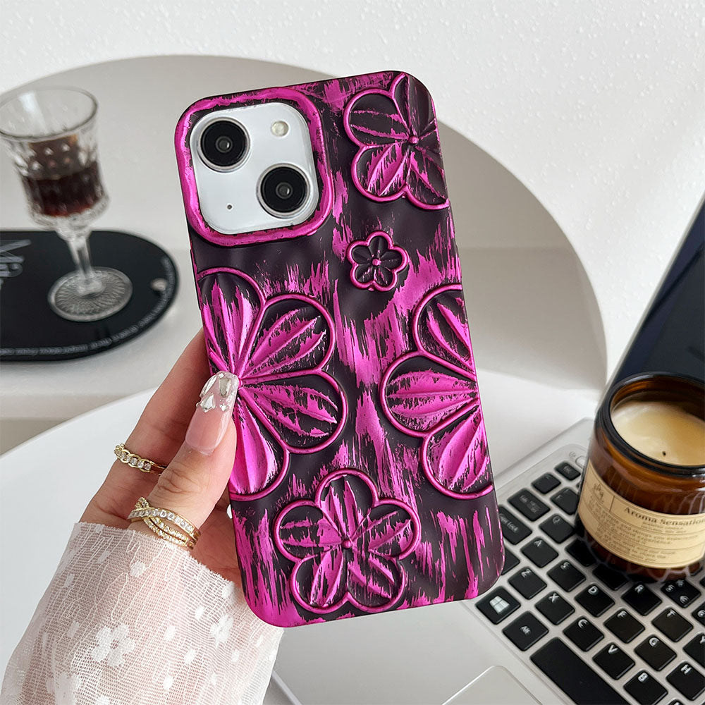 LuxuryKase LK138 Double Shaded 3D Flower Print Case For iPhone