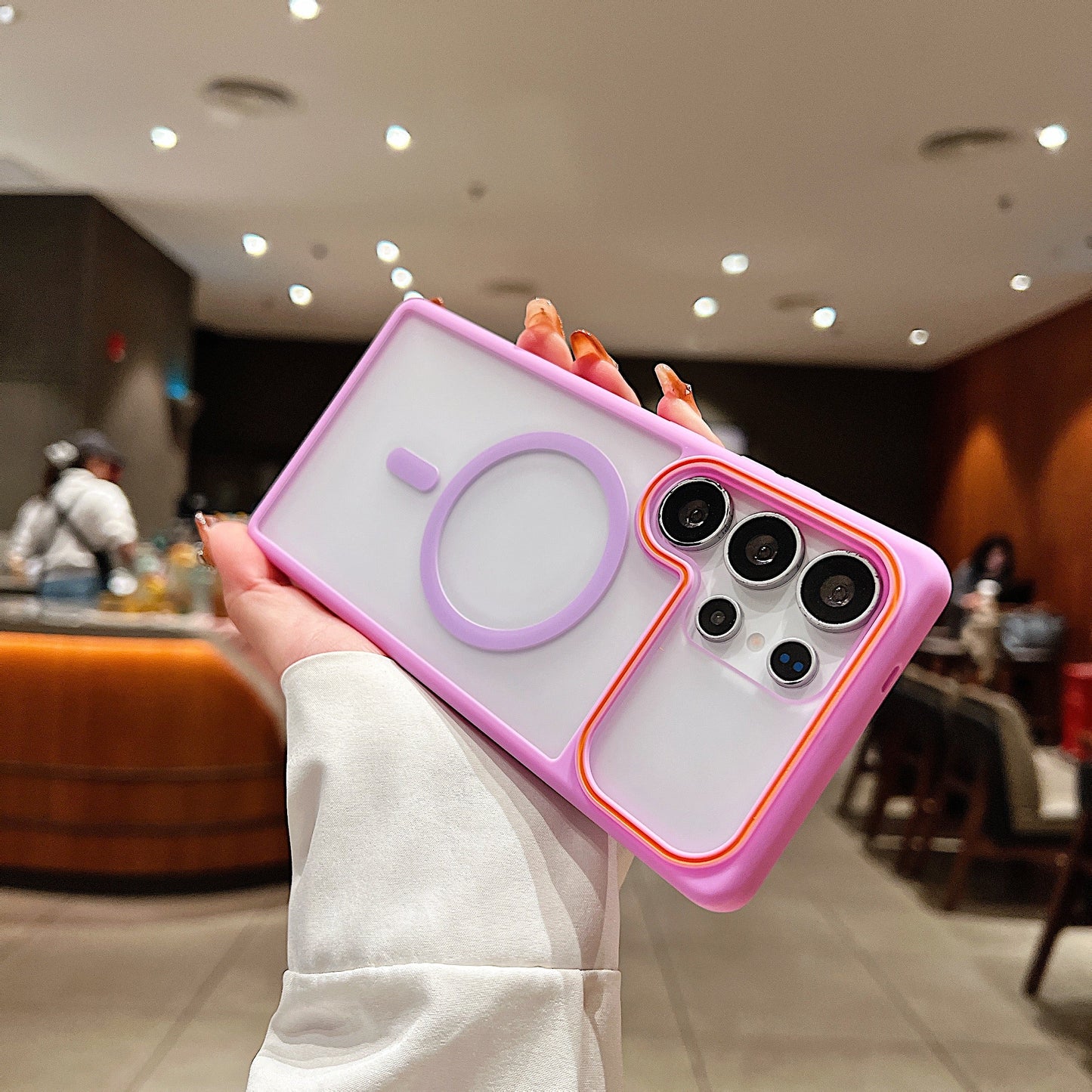 LuxuryKase Frosted Clear Mag-Safe Case | Translucent Matte Back | Soft TPU Bumper + Hard PC Back | Raised Camera Protection | Wireless Charging Compatible For iPhone & Samsung Series