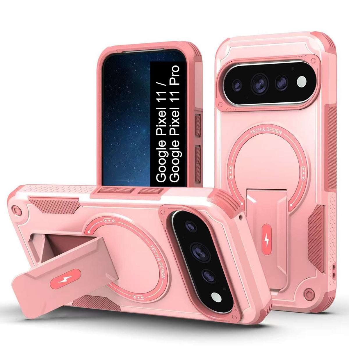 US LITE Back Cover with Portable Kickstand | Mag-Safe Compatible Magnetic Case | Shockproof Military Grade Protection | Rugged Armor Design Phone Cover For iPhone & Samsung
