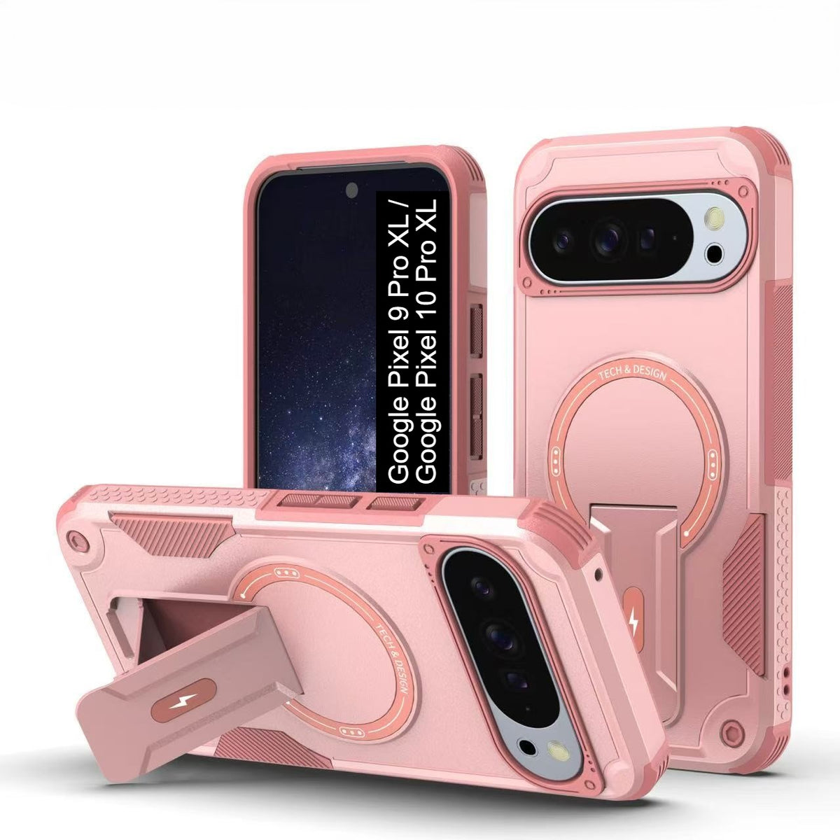 US LITE Back Cover with Portable Kickstand | Mag-Safe Compatible Magnetic Case | Shockproof Military Grade Protection | Rugged Armor Design Phone Cover For iPhone & Samsung