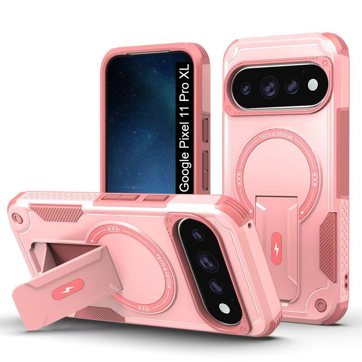 US LITE Back Cover with Portable Kickstand | Mag-Safe Compatible Magnetic Case | Shockproof Military Grade Protection | Rugged Armor Design Phone Cover For iPhone & Samsung