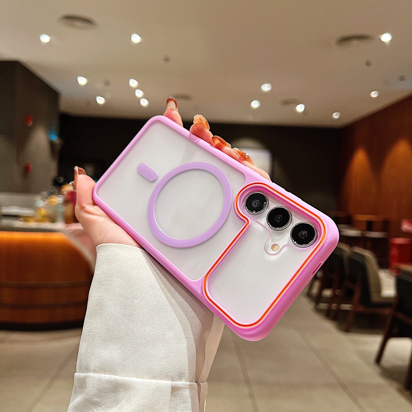 LuxuryKase Frosted Clear Mag-Safe Case | Translucent Matte Back | Soft TPU Bumper + Hard PC Back | Raised Camera Protection | Wireless Charging Compatible For iPhone & Samsung Series