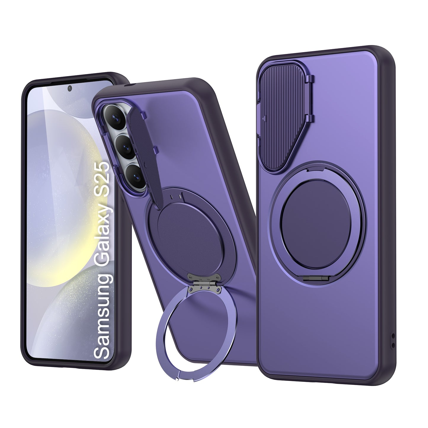 LuxuryKase Tough Armour Magnetic Case | 360° Rotating Ring Stand | Flip Camera Protection Cover | Raised Edges | Drop Protection | MagSafe Compatible For iPhone & Samsung Series
