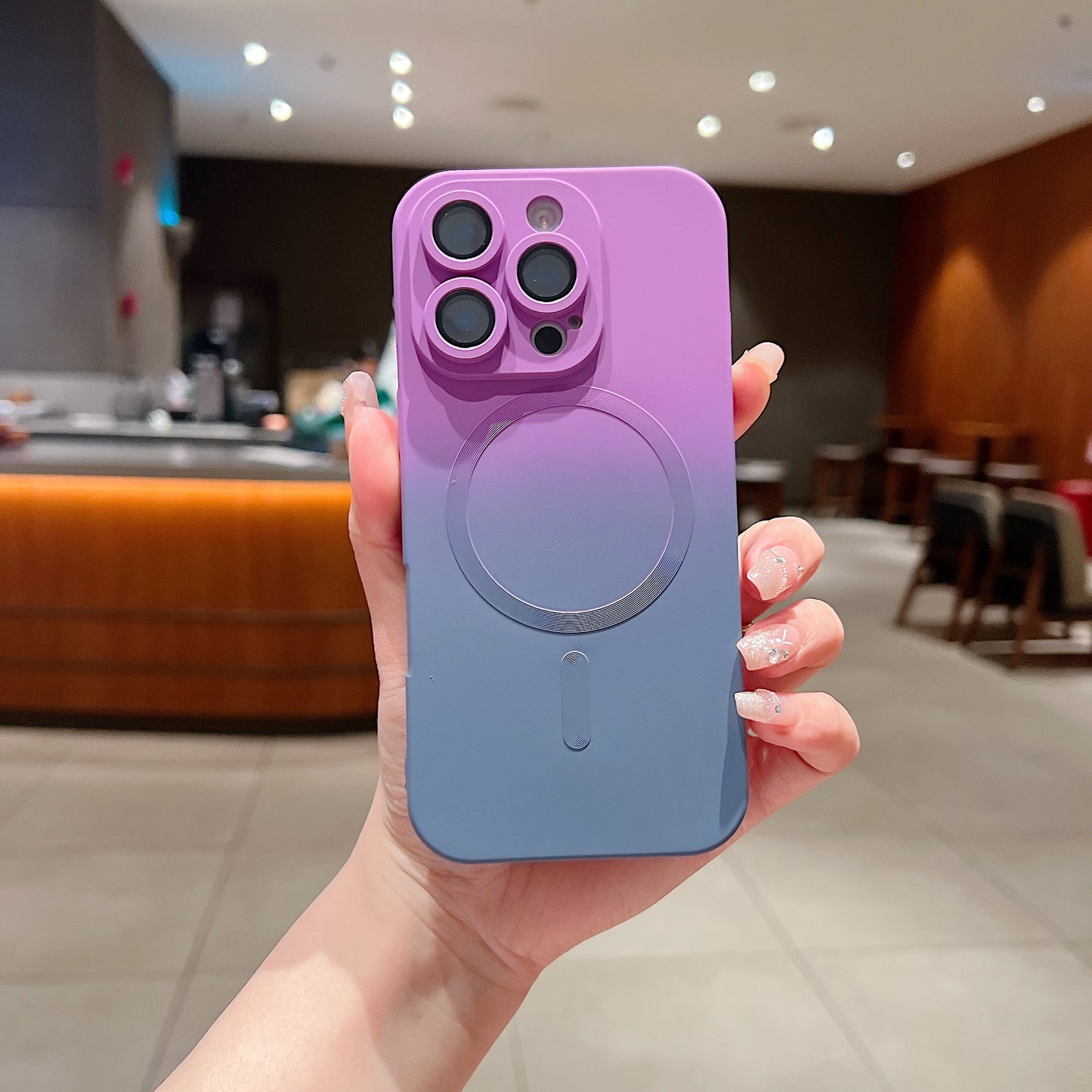 LuxuryKase Gradient Mag-Safe Case | Soft Silicone Shockproof Cover with Camera Protection | Slim Lightweight Design | Smooth Touch & Durable For iPhone