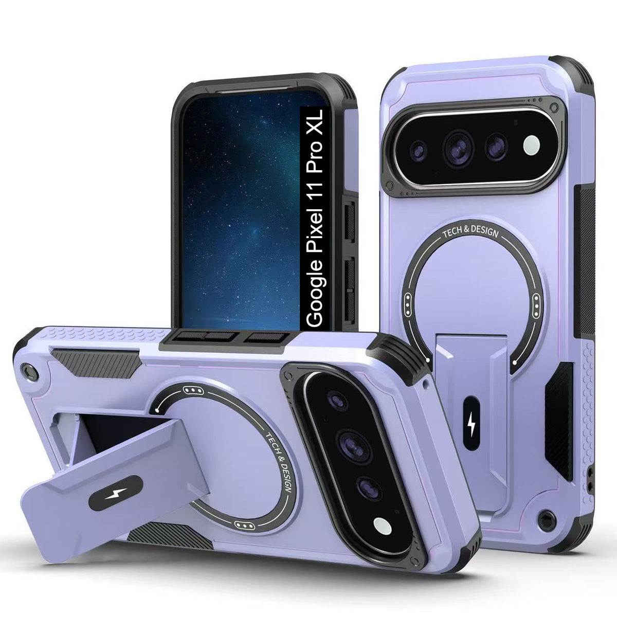 US LITE Back Cover with Portable Kickstand | Mag-Safe Compatible Magnetic Case | Shockproof Military Grade Protection | Rugged Armor Design Phone Cover For iPhone & Samsung