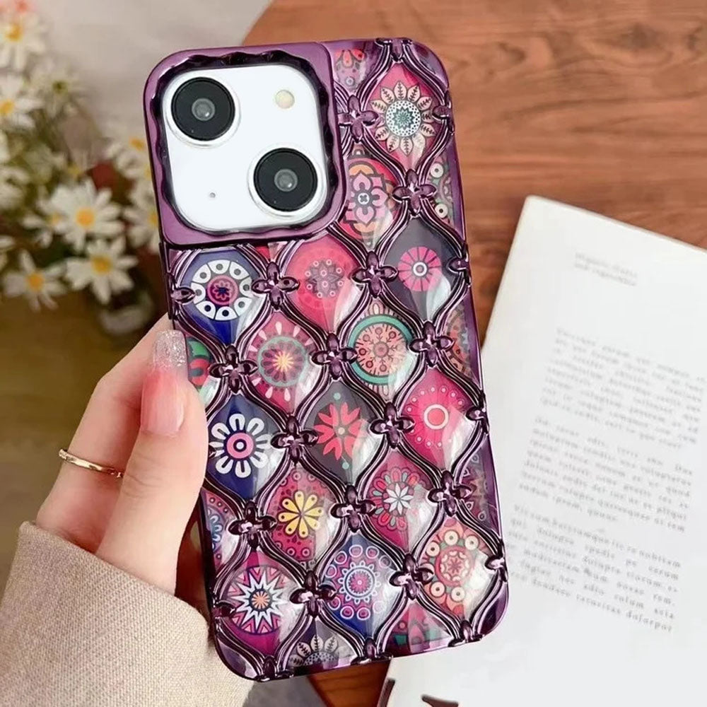 LuxuryKase LK125 Electroplated Shell Star Flower Pattern Case For iPhone