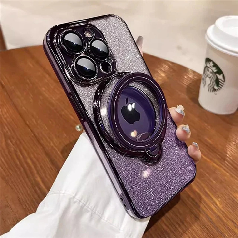 LuxuryKase LK150 Glitter Magnetic Bracket Stand Mag-Safe Wireless Chargeing Case - For iPhone