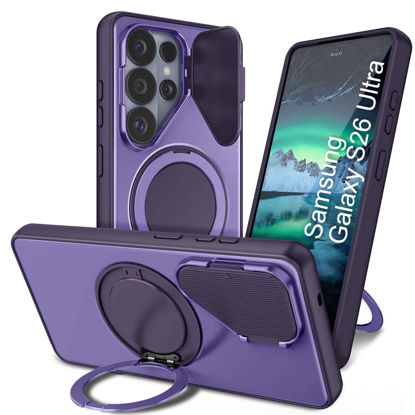 LuxuryKase Tough Armour Magnetic Case | 360° Rotating Ring Stand | Flip Camera Protection Cover | Raised Edges | Drop Protection | MagSafe Compatible For iPhone & Samsung Series