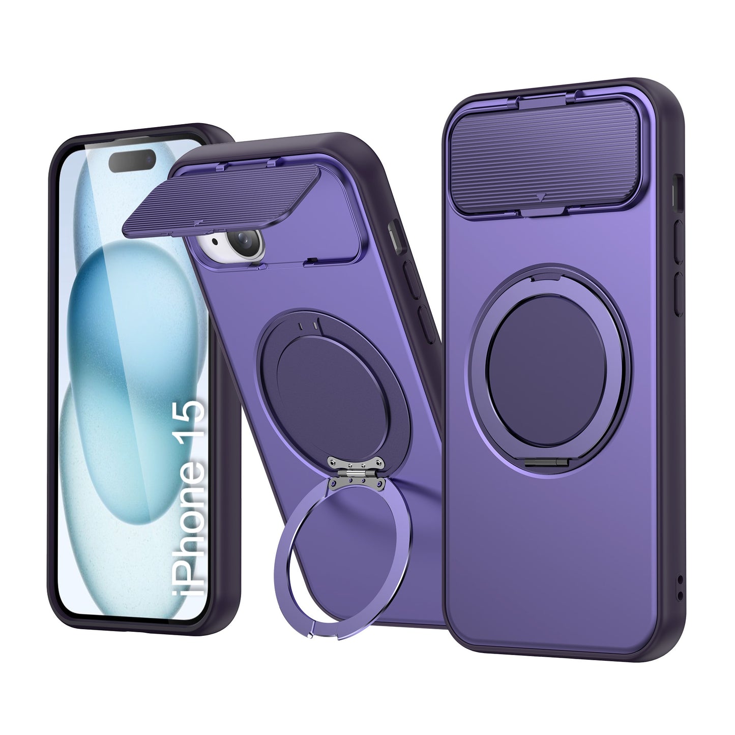 LuxuryKase Tough Armour Magnetic Case | 360° Rotating Ring Stand | Flip Camera Protection Cover | Raised Edges | Drop Protection | MagSafe Compatible For iPhone & Samsung Series