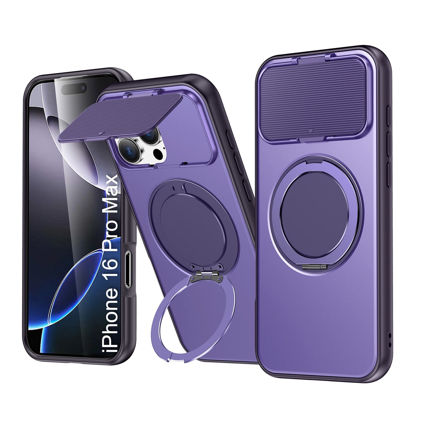 LuxuryKase Tough Armour Magnetic Case | 360° Rotating Ring Stand | Flip Camera Protection Cover | Raised Edges | Drop Protection | MagSafe Compatible For iPhone & Samsung Series