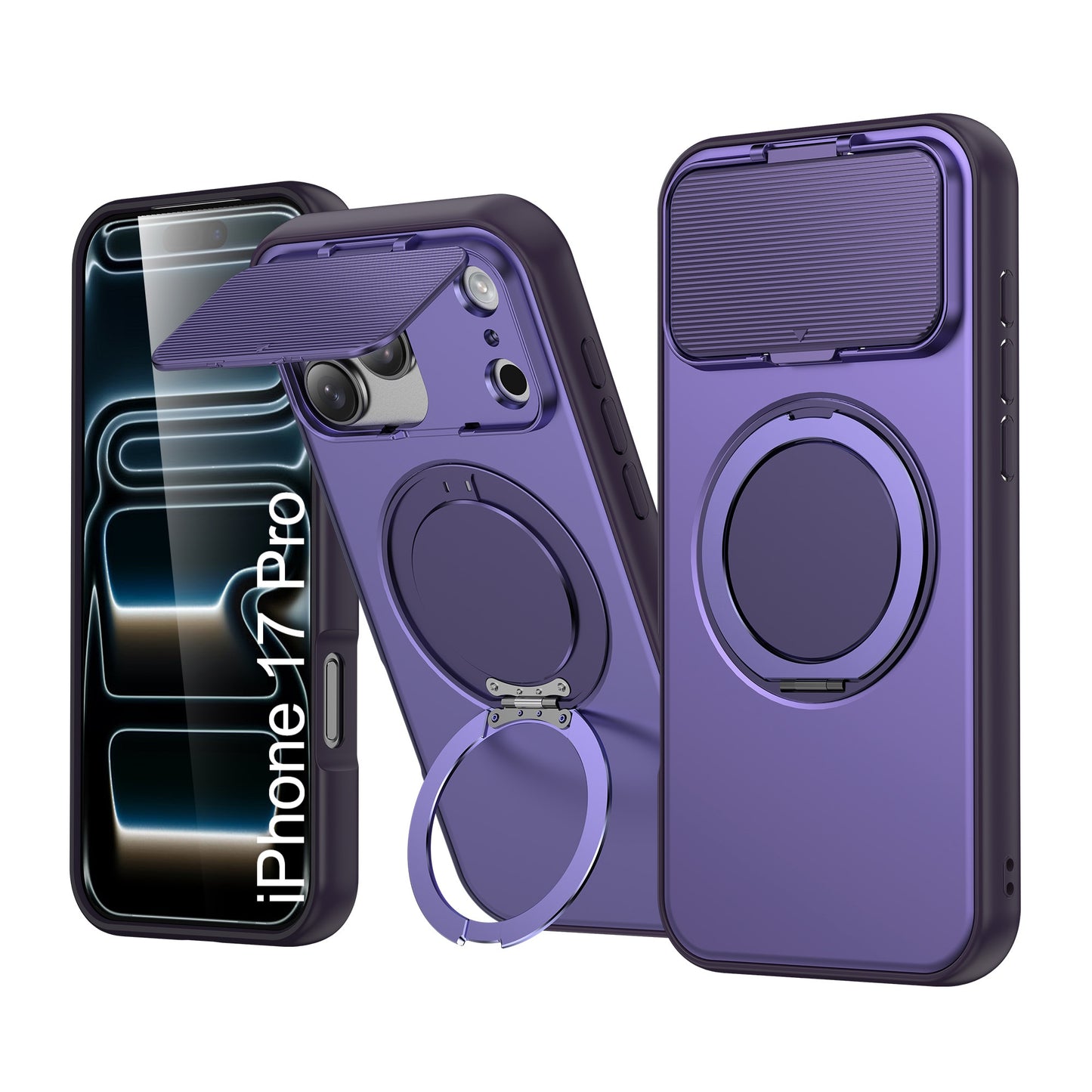 LuxuryKase Tough Armour Magnetic Case | 360° Rotating Ring Stand | Flip Camera Protection Cover | Raised Edges | Drop Protection | MagSafe Compatible For iPhone & Samsung Series
