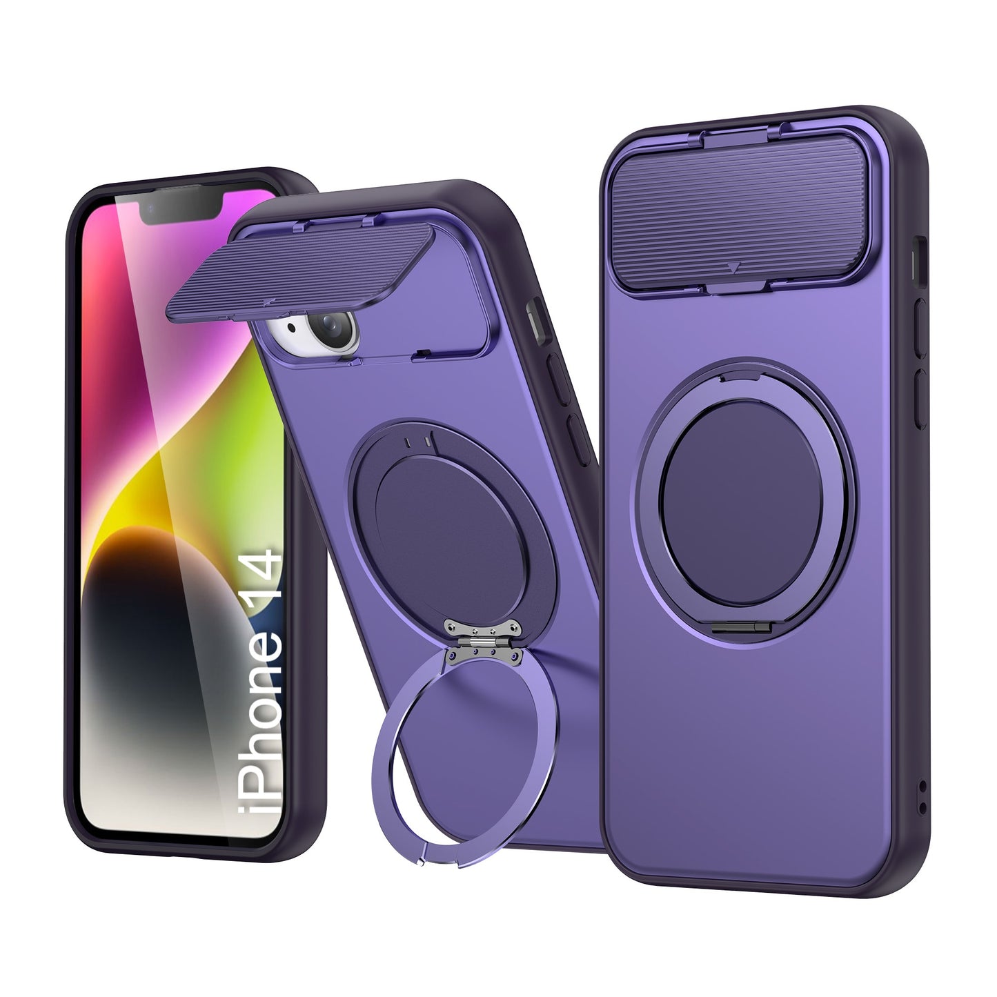 LuxuryKase Tough Armour Magnetic Case | 360° Rotating Ring Stand | Flip Camera Protection Cover | Raised Edges | Drop Protection | MagSafe Compatible For iPhone & Samsung Series