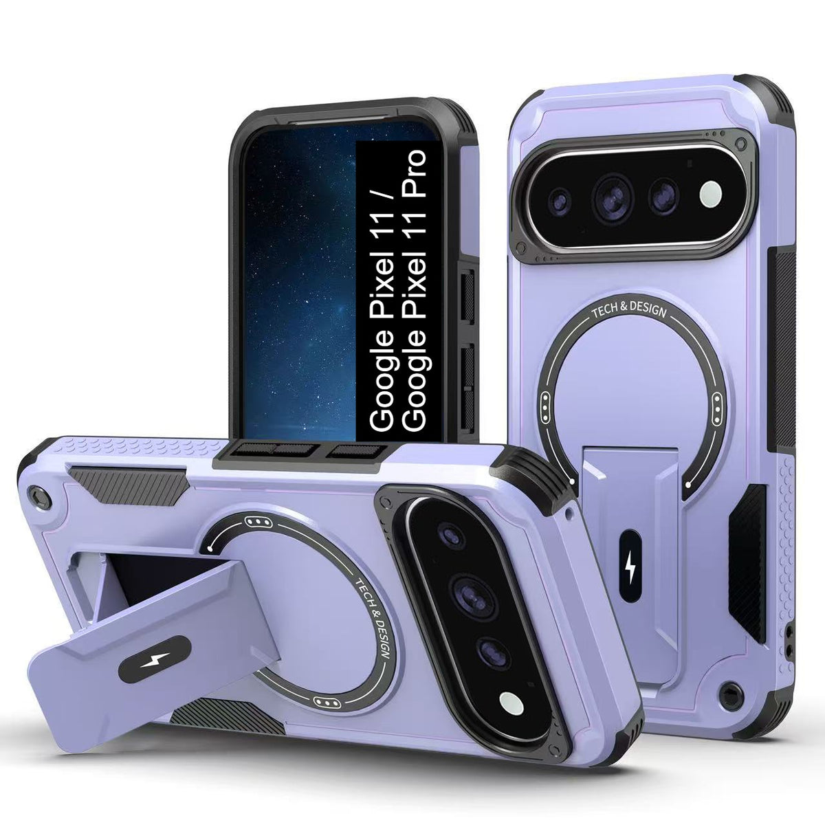 US LITE Back Cover with Portable Kickstand | Mag-Safe Compatible Magnetic Case | Shockproof Military Grade Protection | Rugged Armor Design Phone Cover For iPhone & Samsung