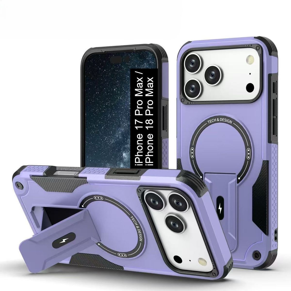 US LITE Back Cover with Portable Kickstand | Mag-Safe Compatible Magnetic Case | Shockproof Military Grade Protection | Rugged Armor Design Phone Cover For iPhone & Samsung