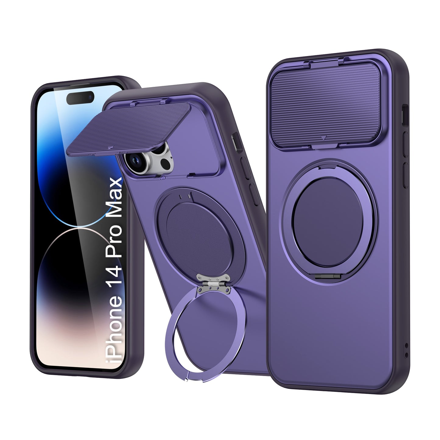 LuxuryKase Tough Armour Magnetic Case | 360° Rotating Ring Stand | Flip Camera Protection Cover | Raised Edges | Drop Protection | MagSafe Compatible For iPhone & Samsung Series