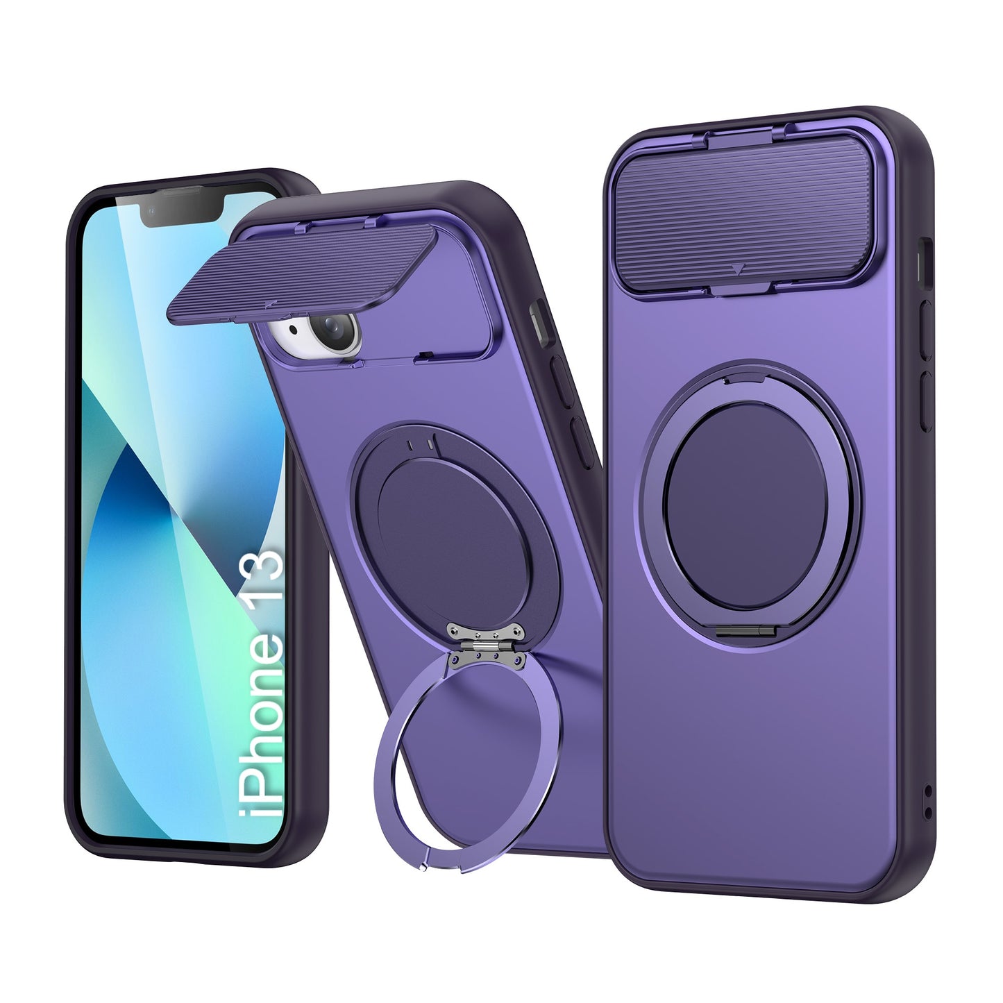 LuxuryKase Tough Armour Magnetic Case | 360° Rotating Ring Stand | Flip Camera Protection Cover | Raised Edges | Drop Protection | MagSafe Compatible For iPhone & Samsung Series