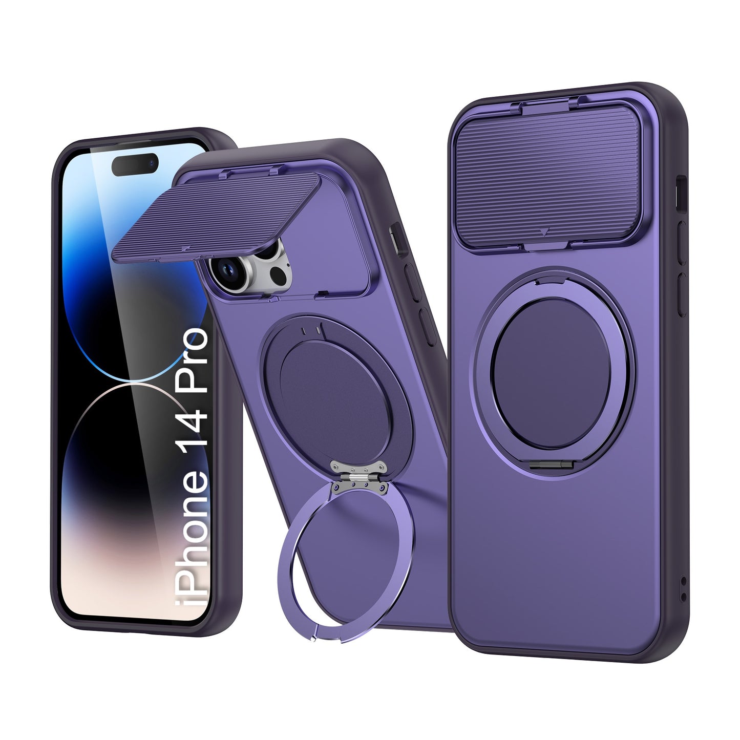 LuxuryKase Tough Armour Magnetic Case | 360° Rotating Ring Stand | Flip Camera Protection Cover | Raised Edges | Drop Protection | MagSafe Compatible For iPhone & Samsung Series