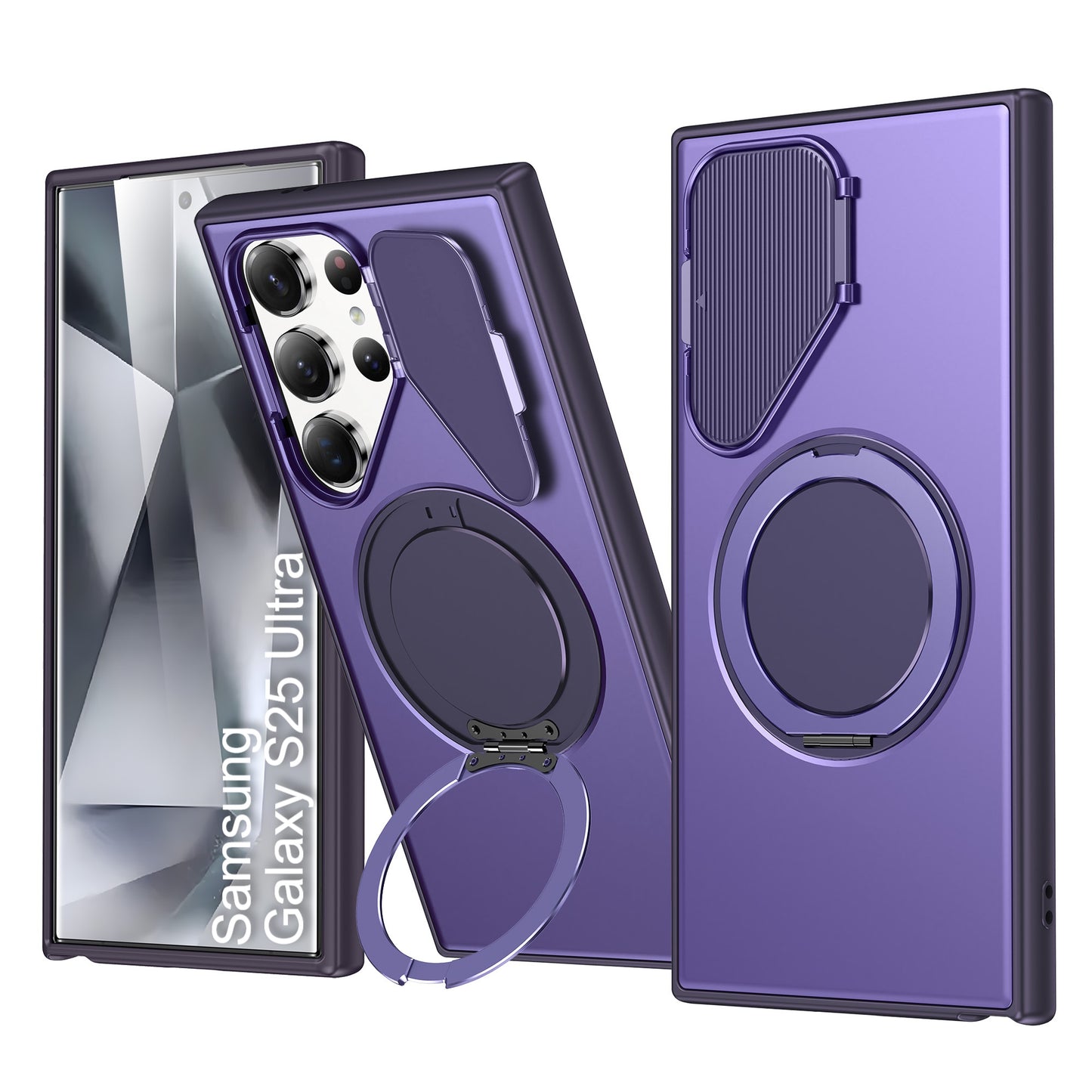 LuxuryKase Tough Armour Magnetic Case | 360° Rotating Ring Stand | Flip Camera Protection Cover | Raised Edges | Drop Protection | MagSafe Compatible For iPhone & Samsung Series