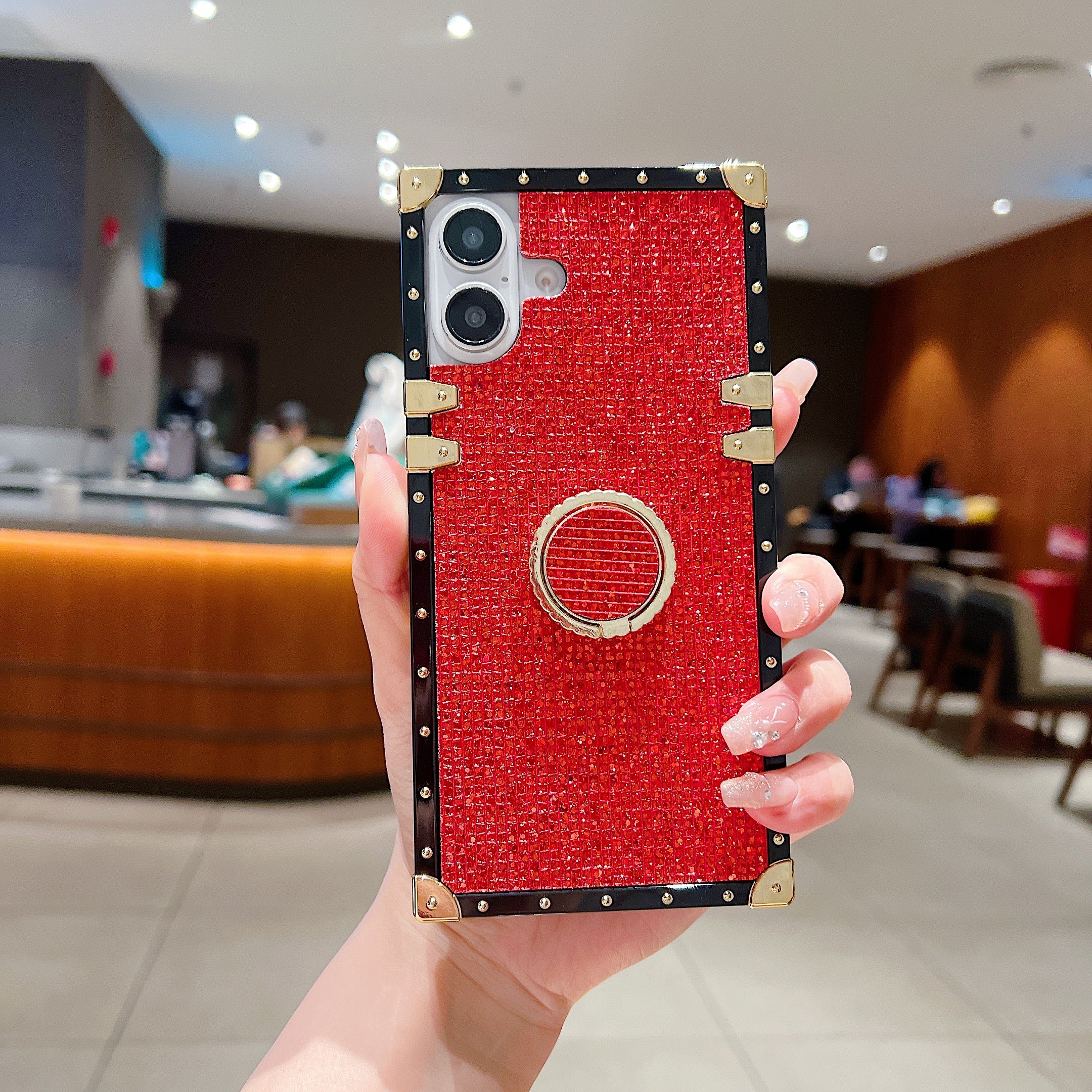 Iphone 12 Pro Max Acs01521 Glitter Luxury Red Phone Cover