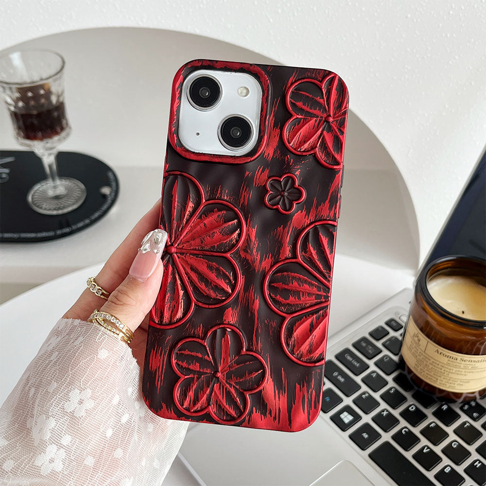 LuxuryKase LK138 Double Shaded 3D Flower Print Case For iPhone