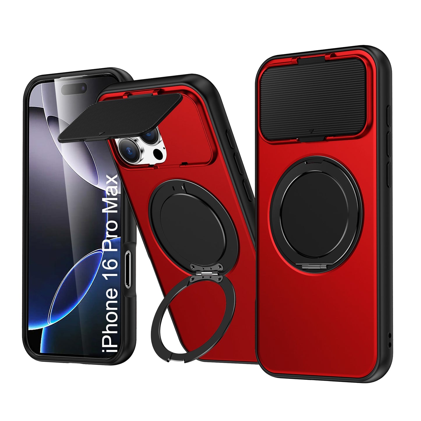 LuxuryKase Tough Armour Magnetic Case | 360° Rotating Ring Stand | Flip Camera Protection Cover | Raised Edges | Drop Protection | MagSafe Compatible For iPhone & Samsung Series