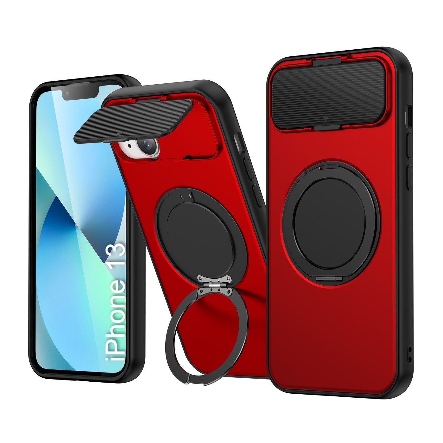 LuxuryKase Tough Armour Magnetic Case | 360° Rotating Ring Stand | Flip Camera Protection Cover | Raised Edges | Drop Protection | MagSafe Compatible For iPhone & Samsung Series