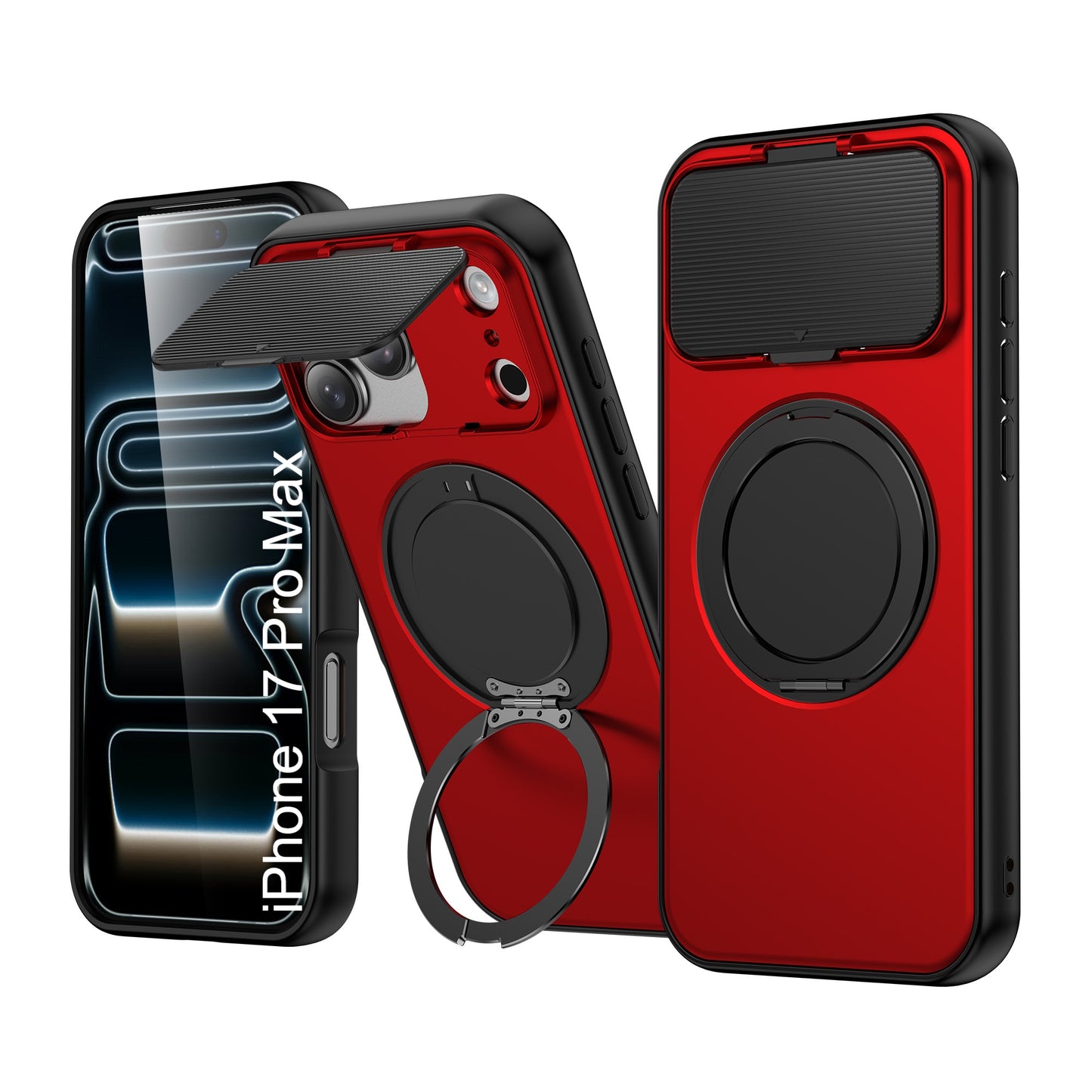 LuxuryKase Tough Armour Magnetic Case | 360° Rotating Ring Stand | Flip Camera Protection Cover | Raised Edges | Drop Protection | MagSafe Compatible For iPhone & Samsung Series