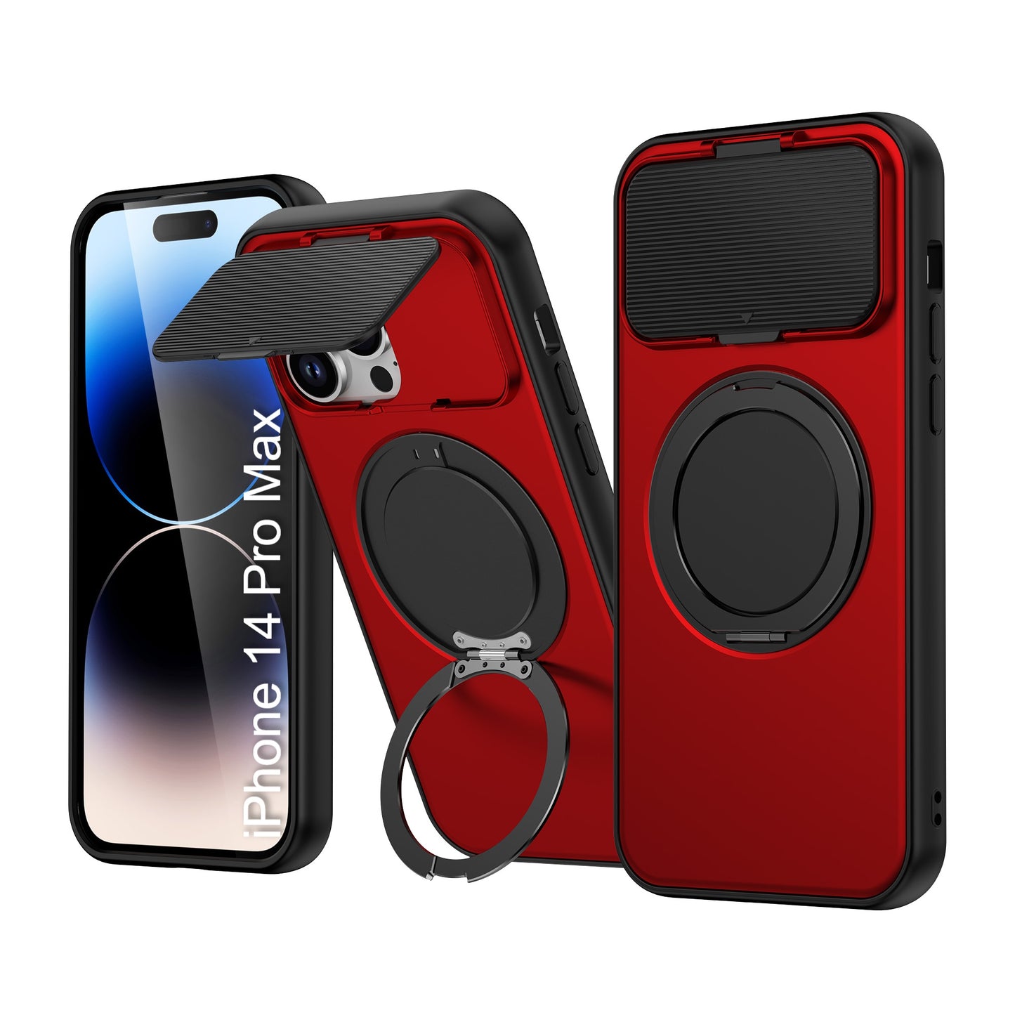 LuxuryKase Tough Armour Magnetic Case | 360° Rotating Ring Stand | Flip Camera Protection Cover | Raised Edges | Drop Protection | MagSafe Compatible For iPhone & Samsung Series