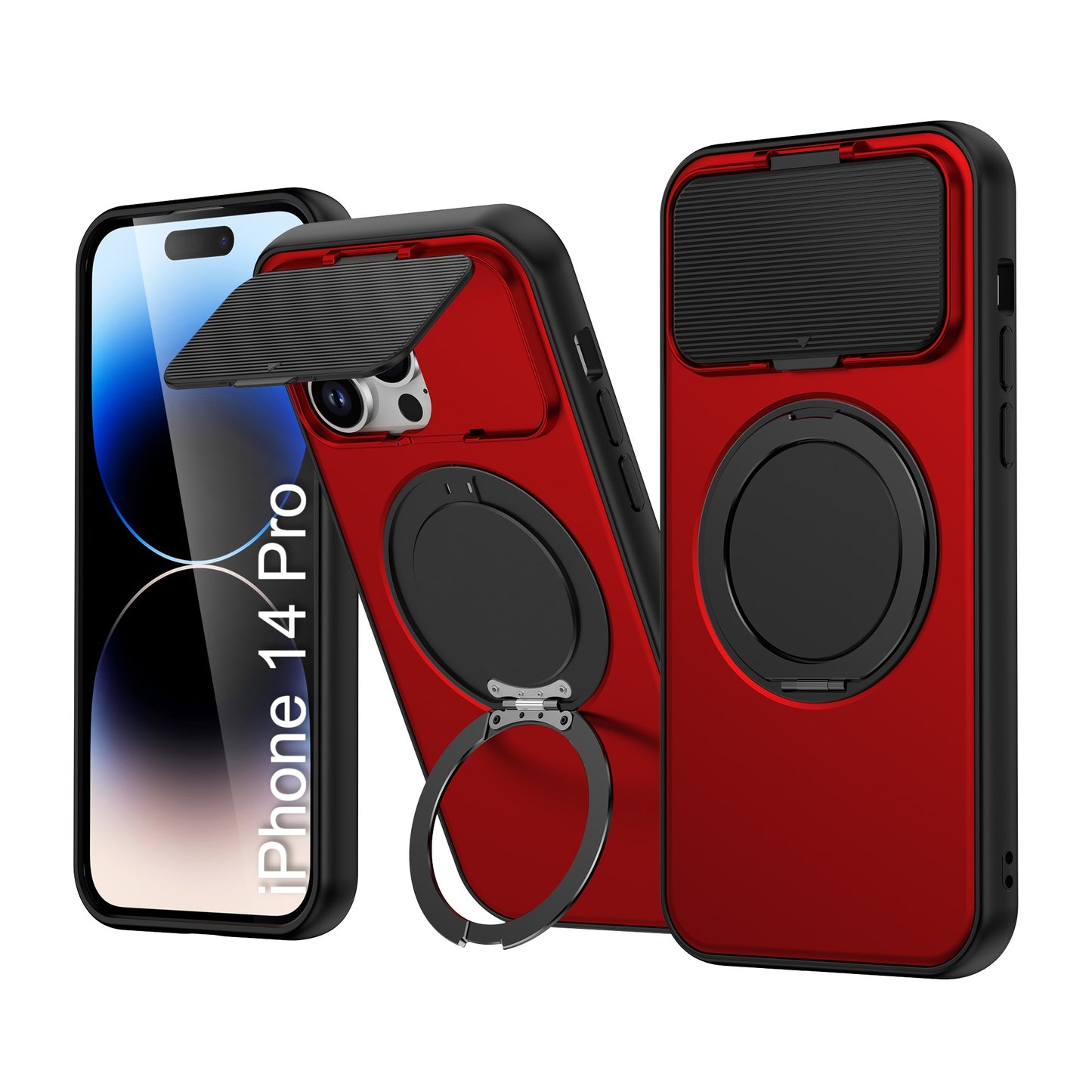 LuxuryKase Tough Armour Magnetic Case | 360° Rotating Ring Stand | Flip Camera Protection Cover | Raised Edges | Drop Protection | MagSafe Compatible For iPhone & Samsung Series