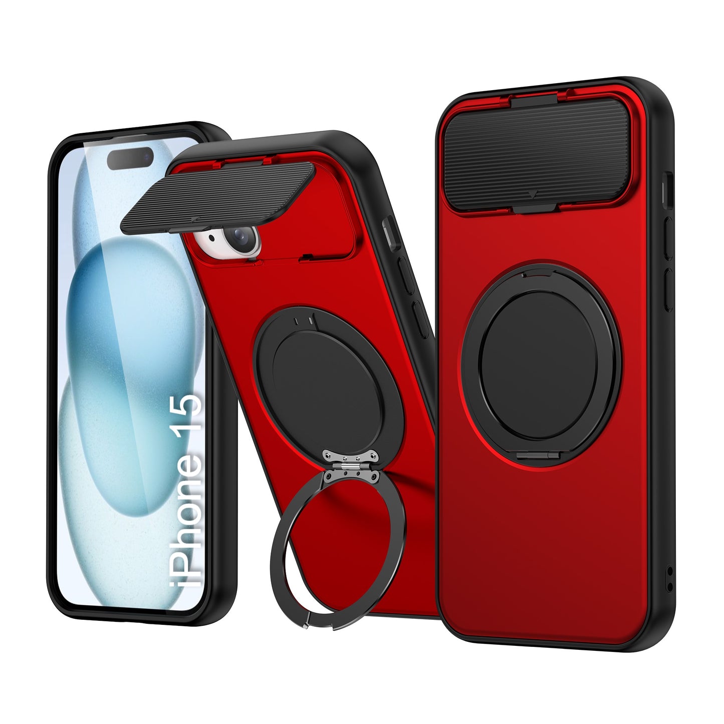 LuxuryKase Tough Armour Magnetic Case | 360° Rotating Ring Stand | Flip Camera Protection Cover | Raised Edges | Drop Protection | MagSafe Compatible For iPhone & Samsung Series