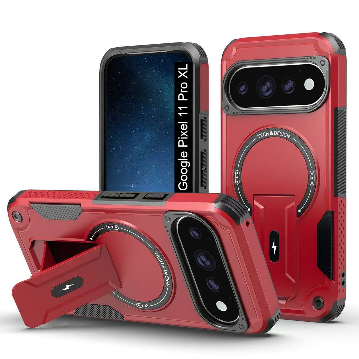 US LITE Back Cover with Portable Kickstand | Mag-Safe Compatible Magnetic Case | Shockproof Military Grade Protection | Rugged Armor Design Phone Cover For iPhone & Samsung